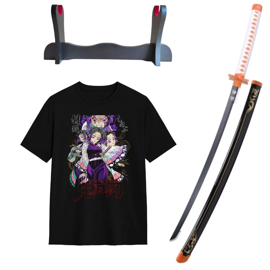 Pack Katana Bambú Shinobu Kocho Kimetsu no Yaiba + Camiseta Shinobu + Katanero de Regalo