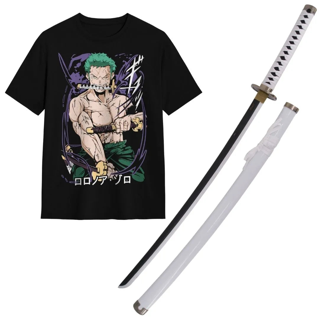 Pack Katana Bambú Wado Ichimonji de Zoro + Camiseta Zoro + Katanero de Regalo