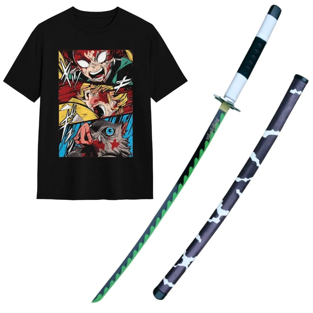 Pack Katana Decorativa de Sanemi Shinazugawa + Camiseta Fierce Trio de Regalo