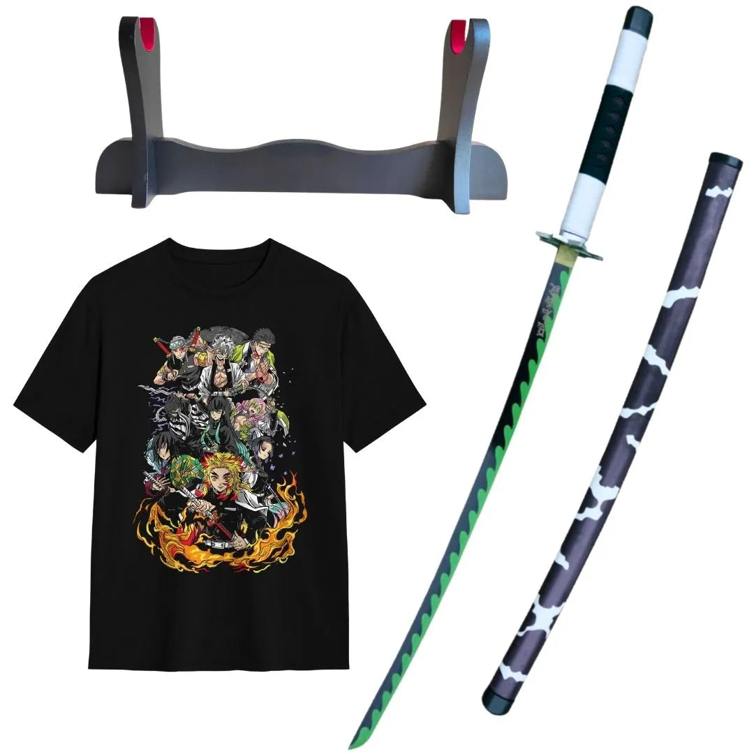Pack Katana Decorativa de Sanemi Shinazugawa + Camiseta Habilidades de Regalo