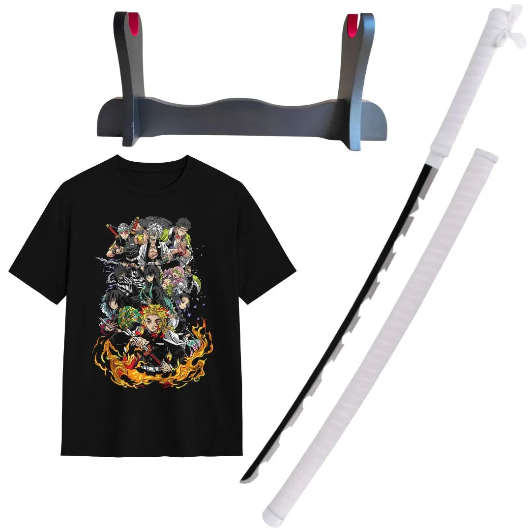Pack Katana de Inosuke + Katanero + Caminseta Habilidades Demon Slayer