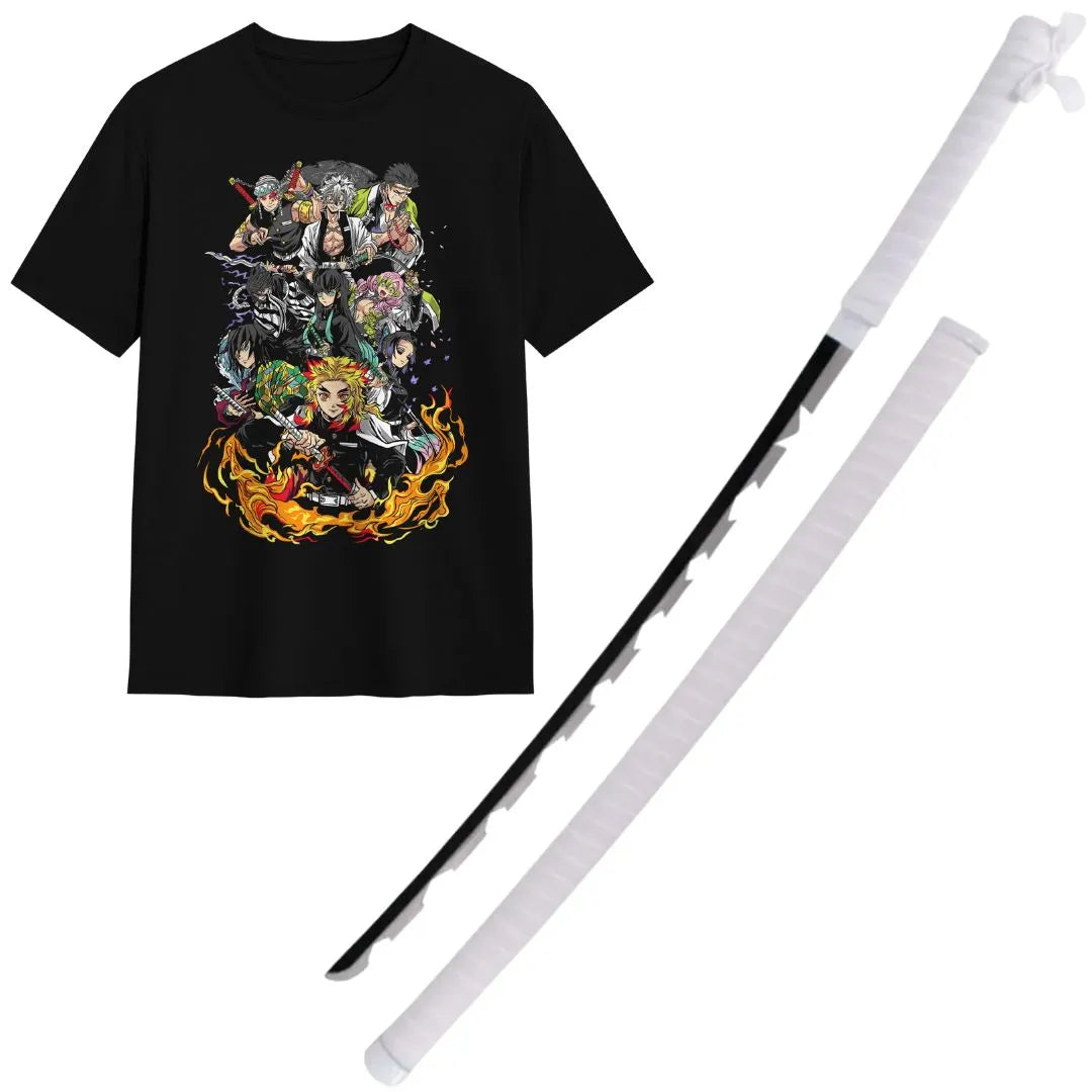 Pack Katana de Inosuke + Katanero + Caminseta Habilidades Demon Slayer