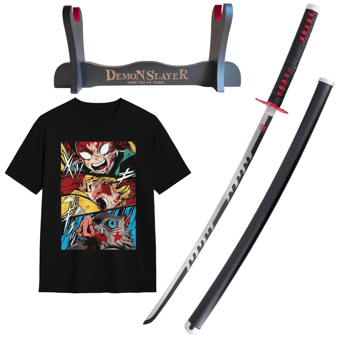 Pack Katana de Tanjiro + Katanero + Caminseta Demon Slayer