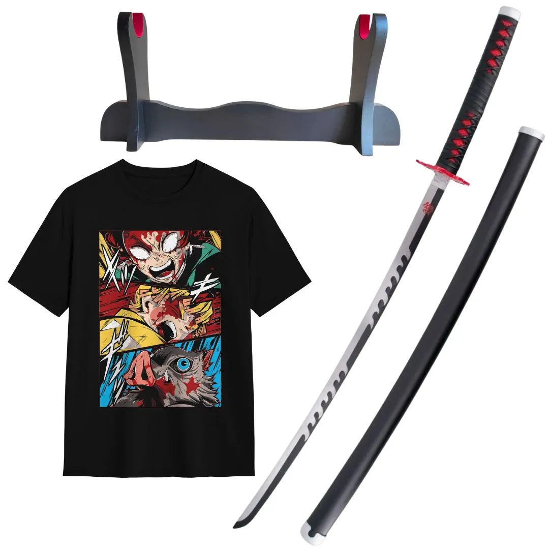 Pack Katana de Tanjiro + Katanero + Caminseta Demon Slayer