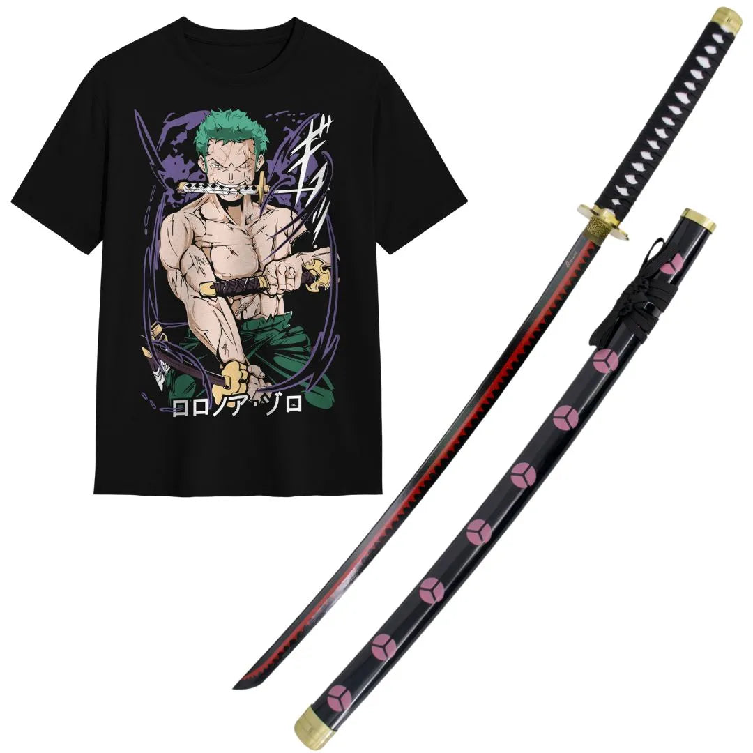 Pack Katana de Zoro Shusui + Katanero + Camiseta Zoro
