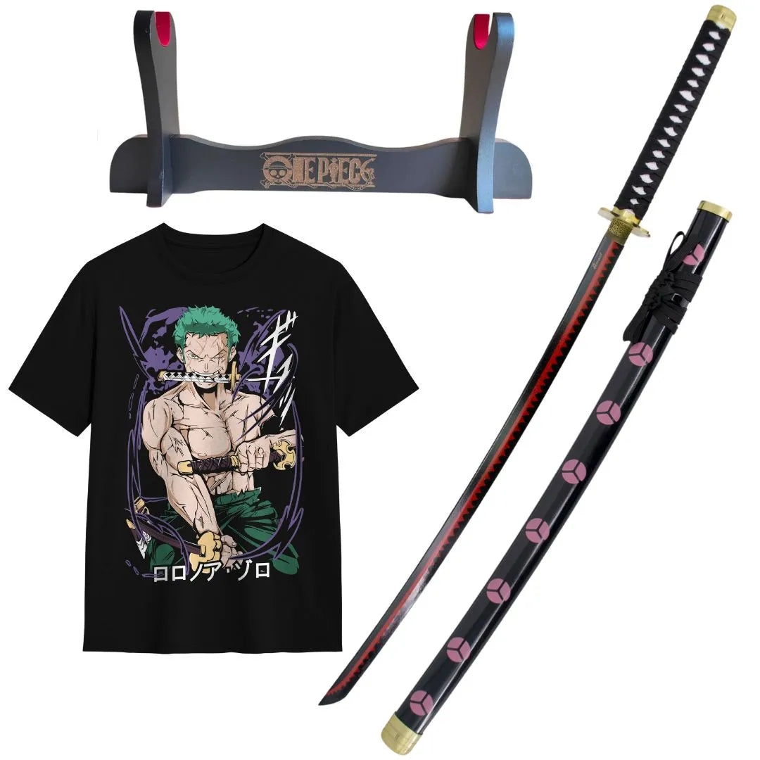 Pack Katana de Zoro Shusui + Katanero + Camiseta Zoro