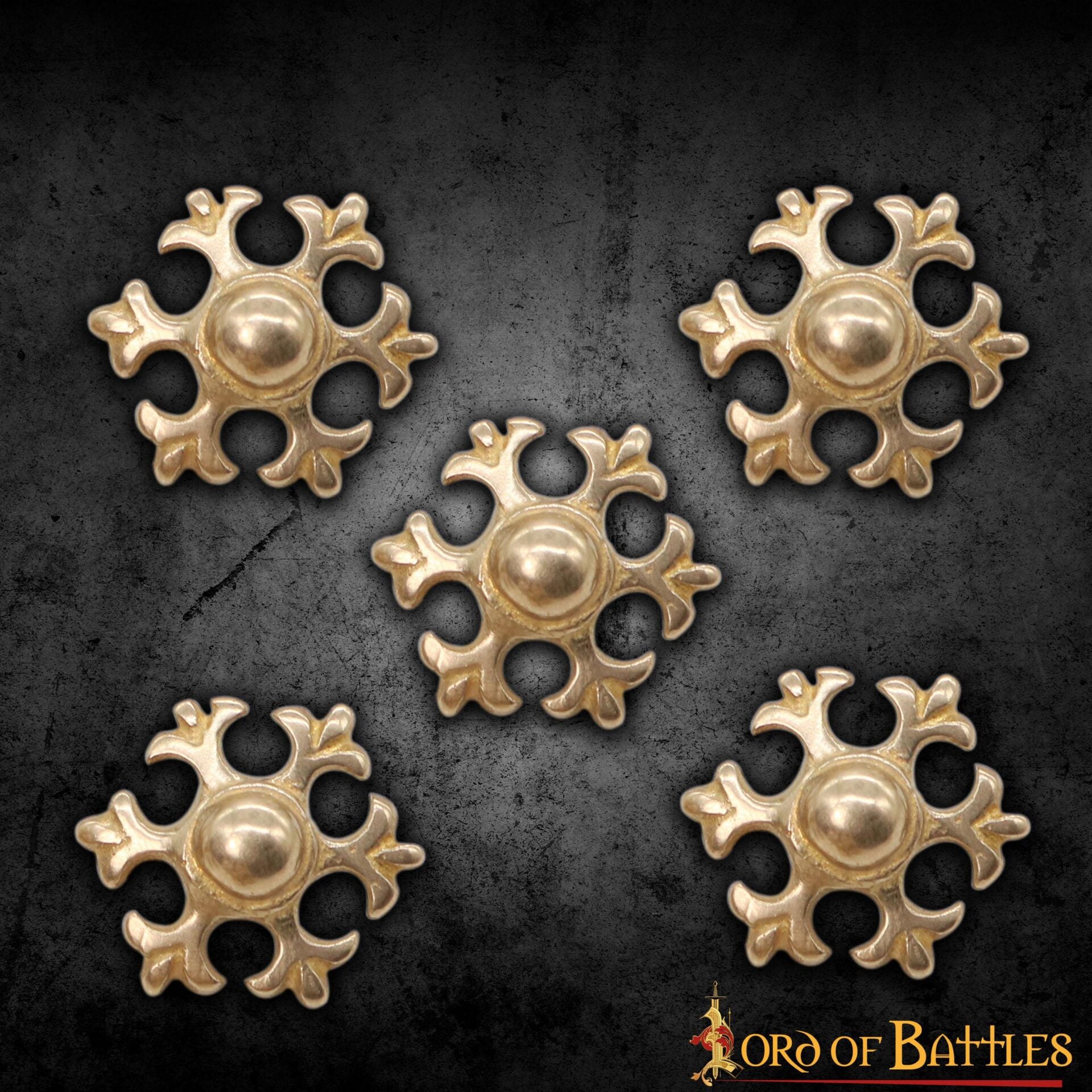 Monturas para Cuero Fleur de Latón Macizo Puro - Juego de 5 Adornos Diy para Cinturones, Bolsos y Marroquinería - Imagen 5