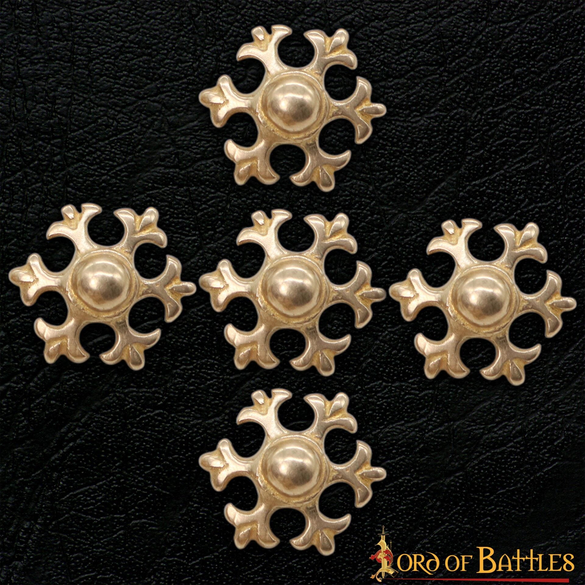 Monturas para Cuero Fleur de Latón Macizo Puro - Juego de 5 Adornos Diy para Cinturones, Bolsos y Marroquinería - Imagen 4