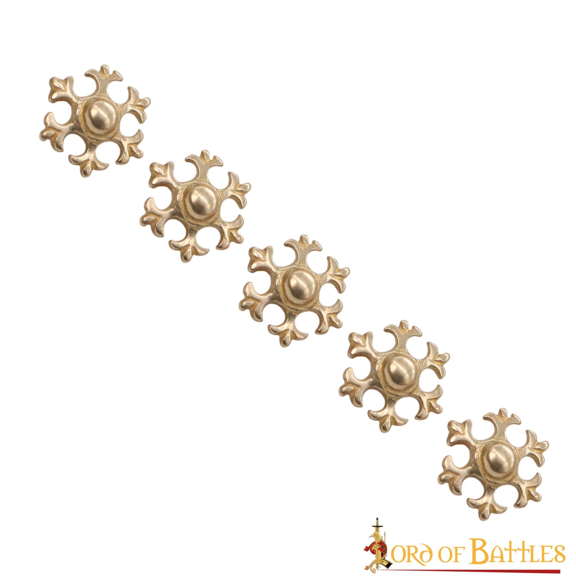 Monturas para Cuero Fleur de Latón Macizo Puro - Juego de 5 Adornos Diy para Cinturones, Bolsos y Marroquinería - Imagen 2