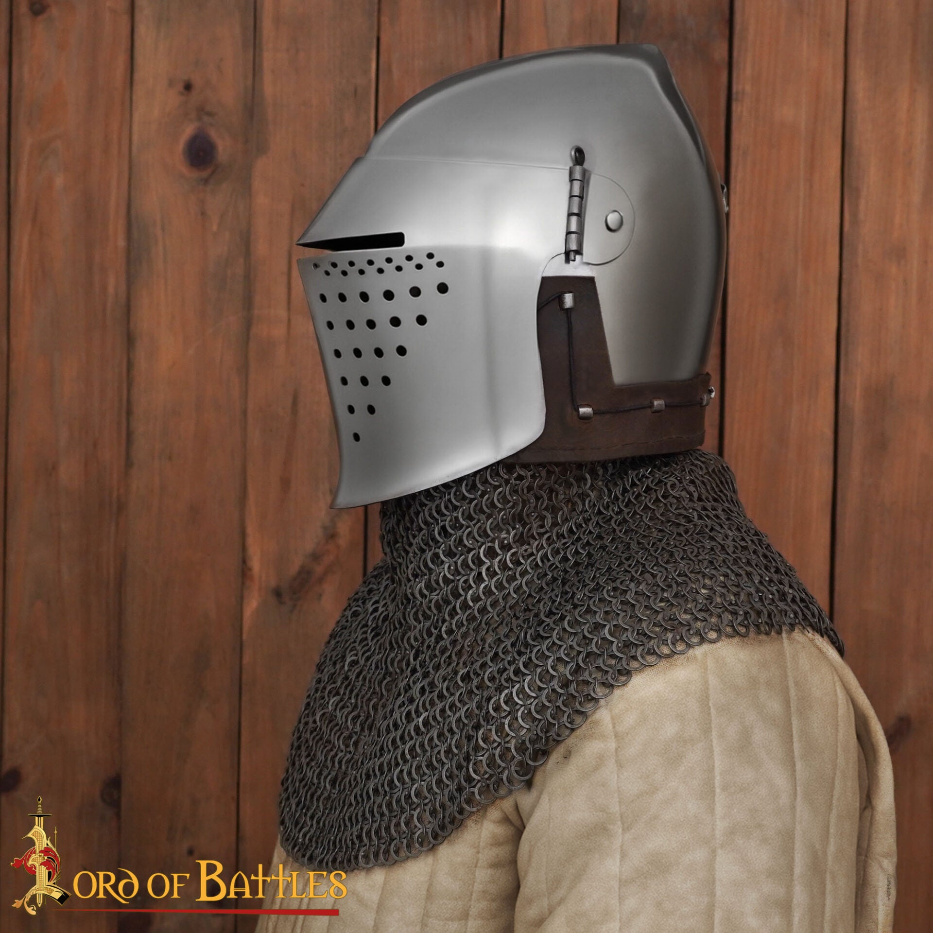 Aventail de Cota de Malla Remachada con Cinta de Cuero-anillos Redondos de 10 Mm, Acero Dulce Calibre 16 - Imagen 2