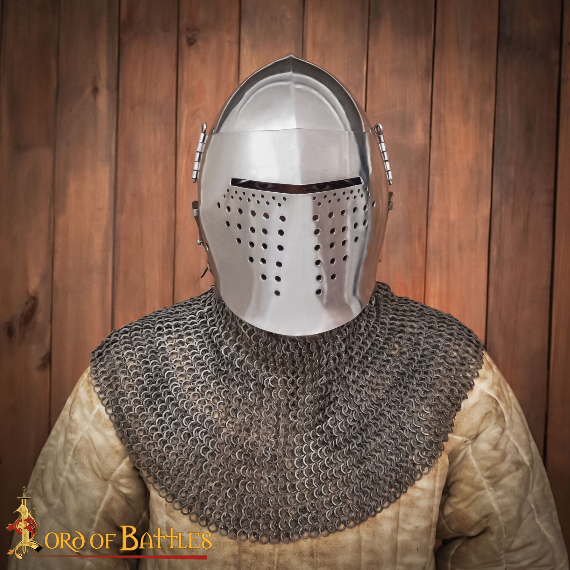 Aventail de Cota de Malla Remachada con Cinta de Cuero-anillos Redondos de 10 Mm, Acero Dulce Calibre 16 - Imagen 1