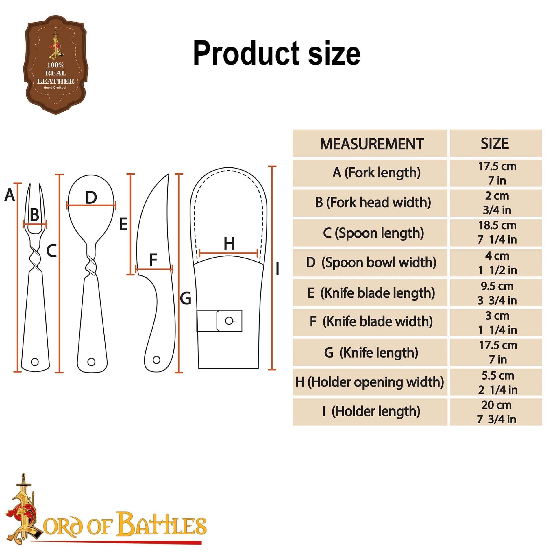 Juego de Cubiertos Viking Rústico - Acero Inoxidable con Funda de Cuero - Imagen 3
