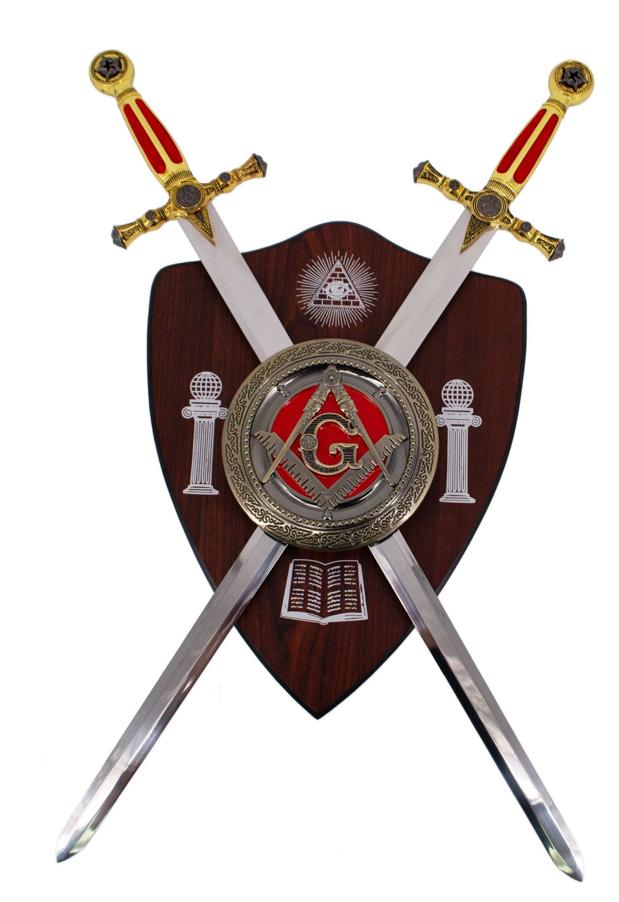 Masonic Armory S0335R with Golden Swords and Red Velvet Decoration