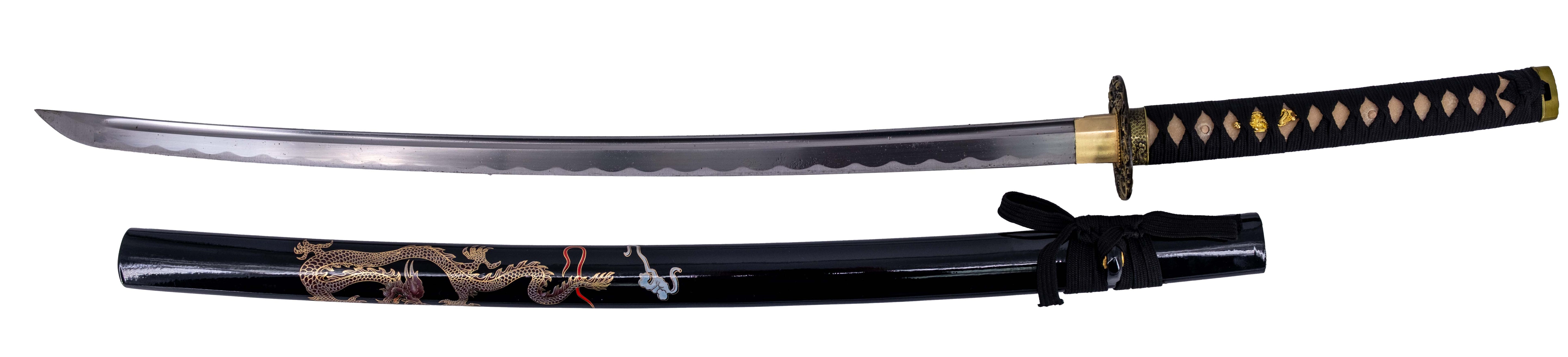 Katana Funcional de Acero al Carbono con Dragón Dorado