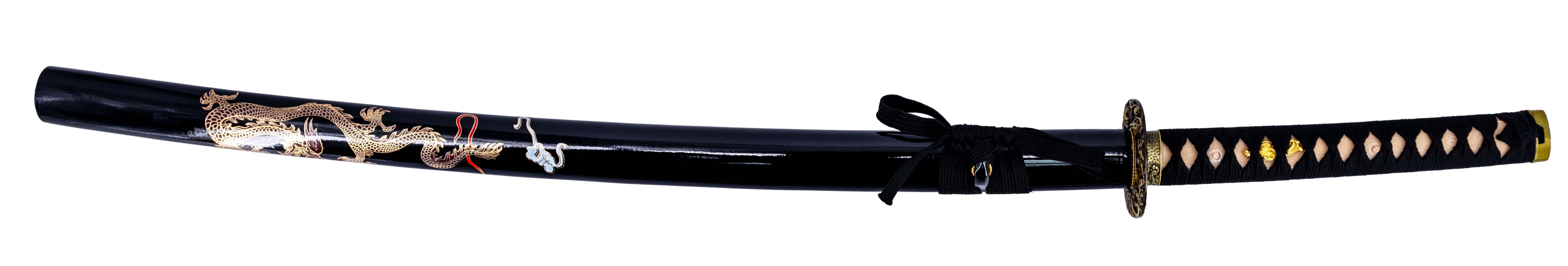 Katana Funcional de Acero al Carbono con Dragón Dorado