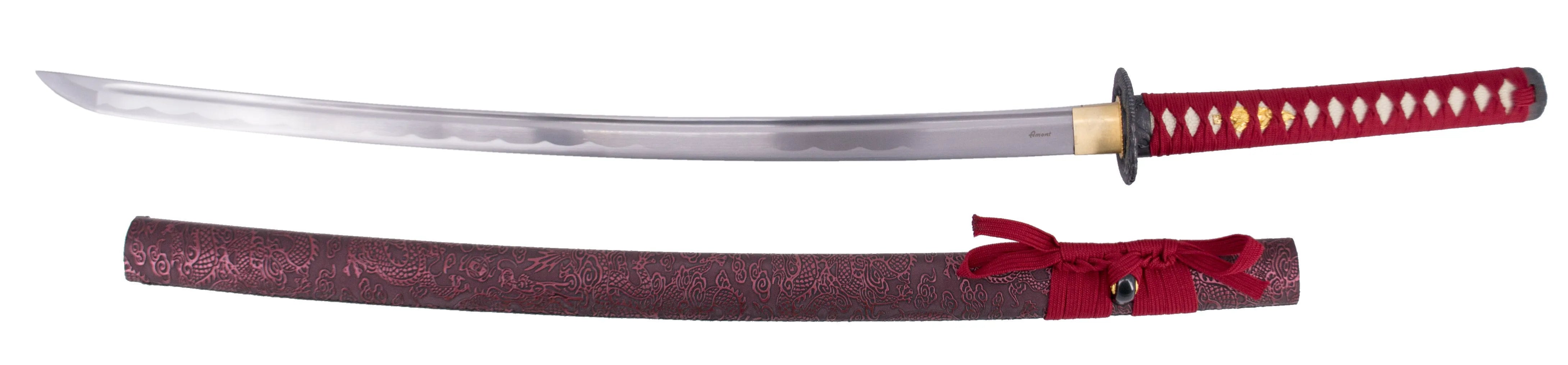 Imagen de Katana funcional afilada roja s6037 parte de nuestra colección en Espadas y más, sitio oficial.