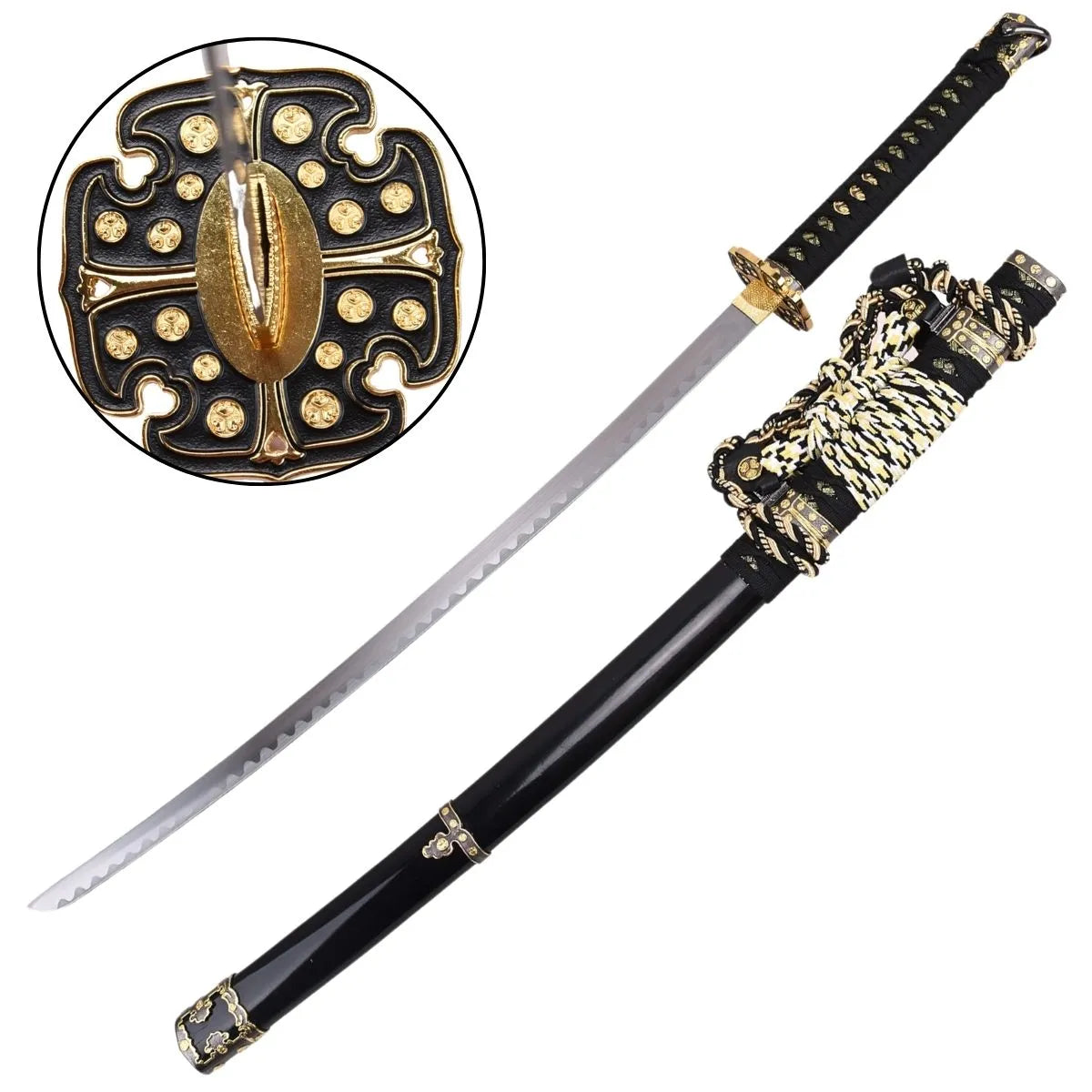 Tachi Decorativo Japonés de Estilo Clásico Lacado Negro