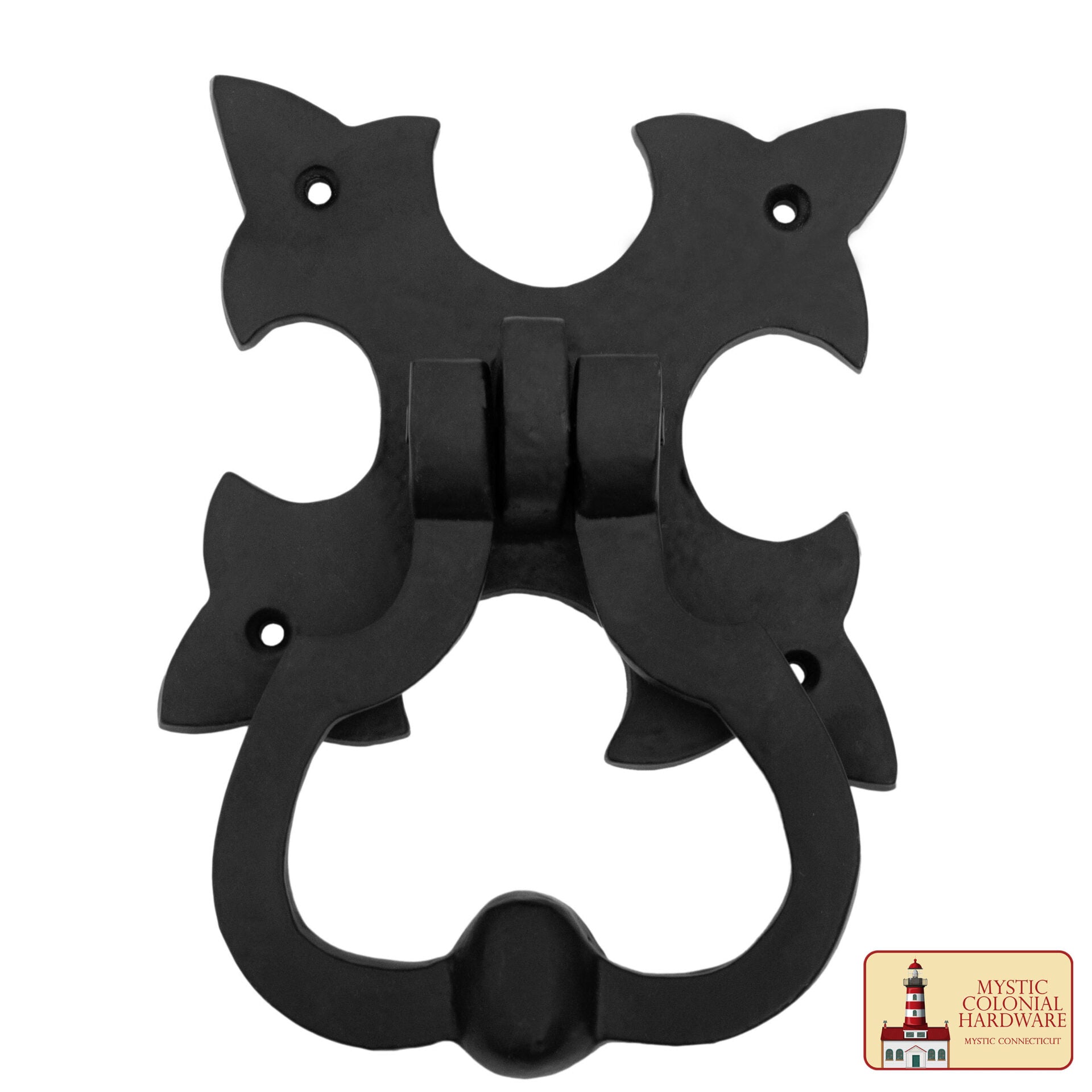 Aldaba Gótica de Hierro Forjado, Negra, Aspecto Medieval Antiguo - Imagen 1