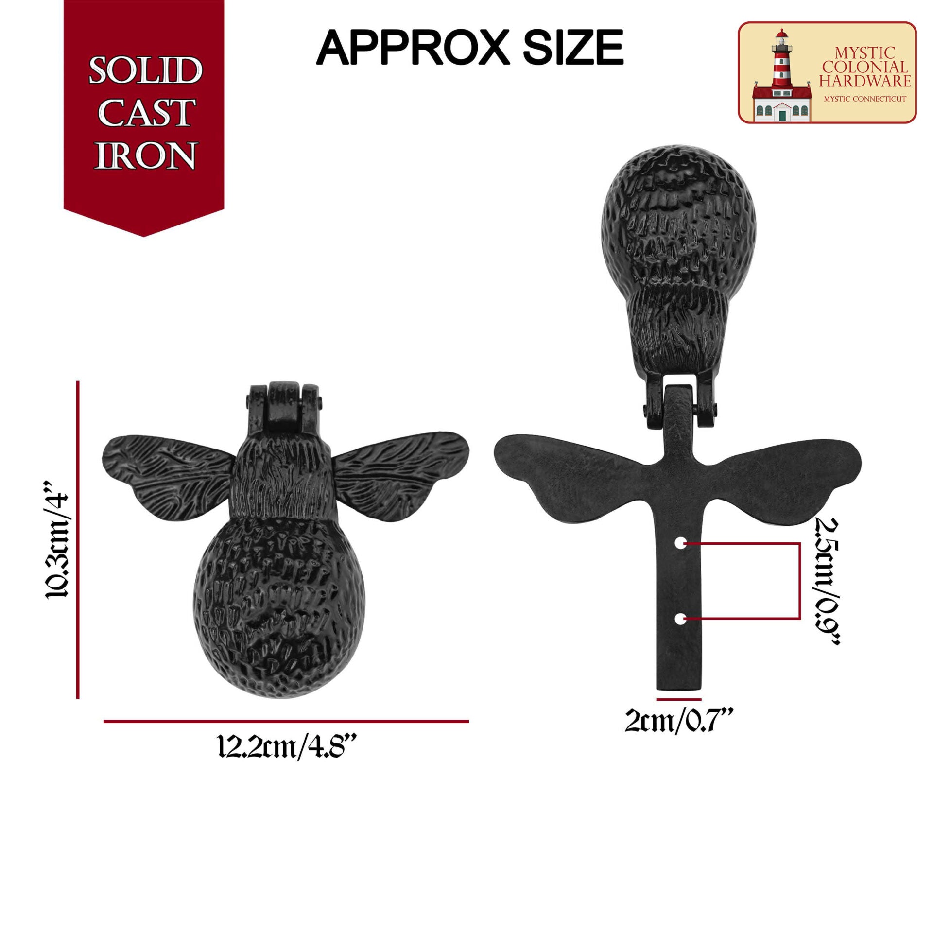 Abejorro Rústico de Hierro Fundido: Ideal para Ambientes Victorianos, Coloniales, Retro, Steampunk, Góticos, Barrocos y Medievales, (10,3x12,2) Cm - Imagen 3
