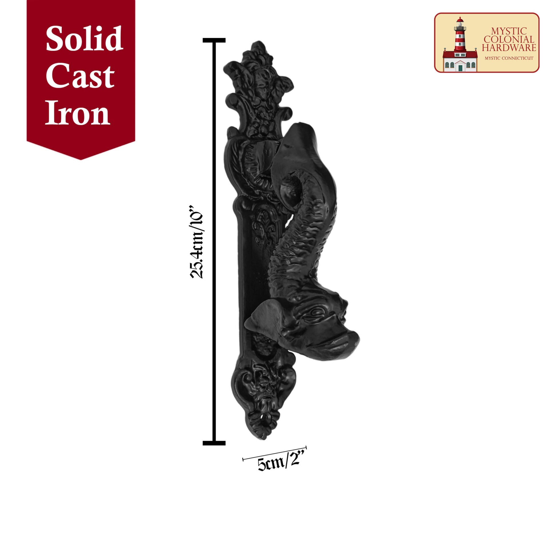 Aldaba Antigua para Puerta de Entrada con Revestimiento de Polvo Negro Hecho a Mano - Imagen 3