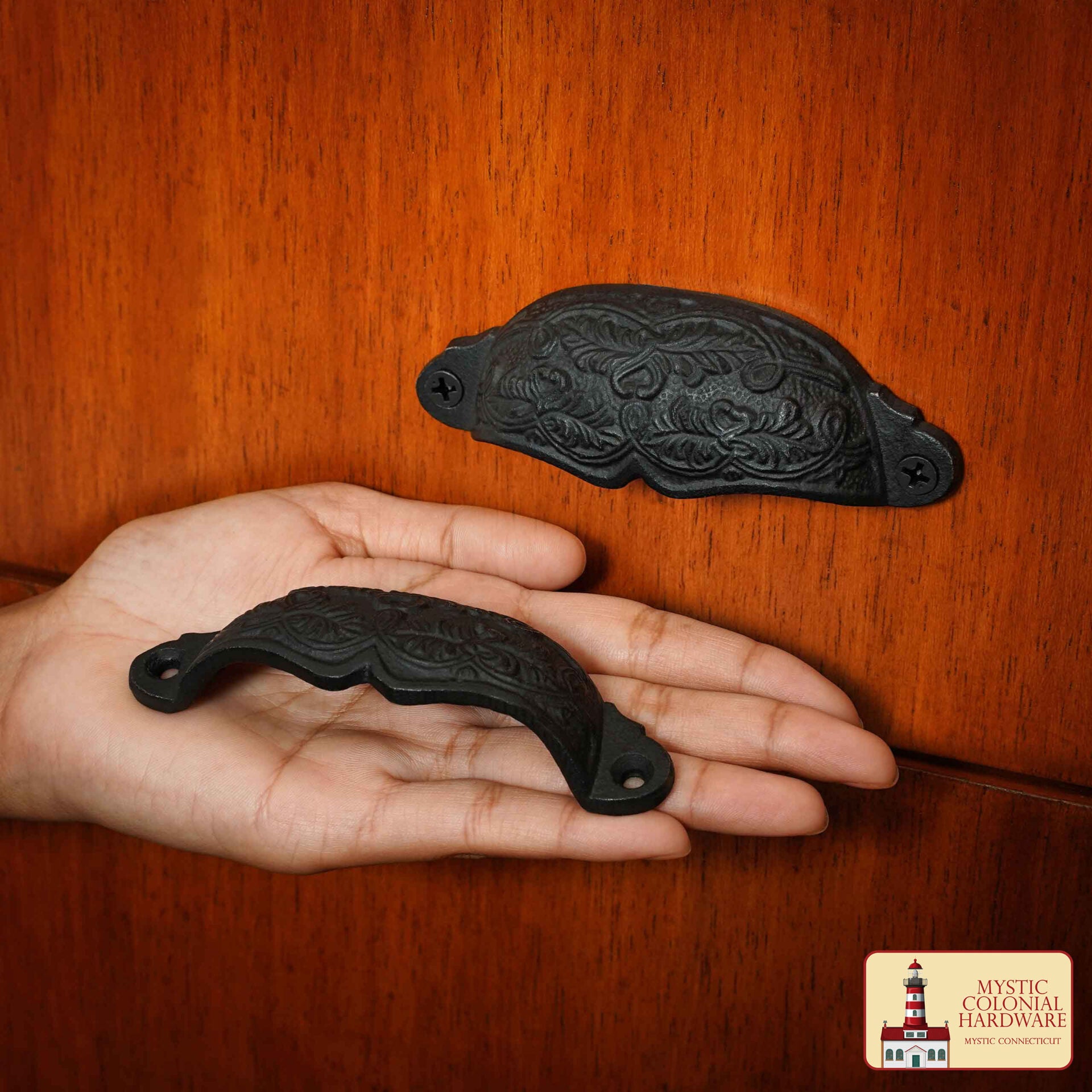 Tiradores Rústicos de Hierro Fundido para Cajones Tiradores para Armarios: Ideales para Ambientes Victorianos, Coloniales, Retro, Steampunk, Góticos, Barrocos y Medievales, (10.5x3.5) Cm - Imagen 2