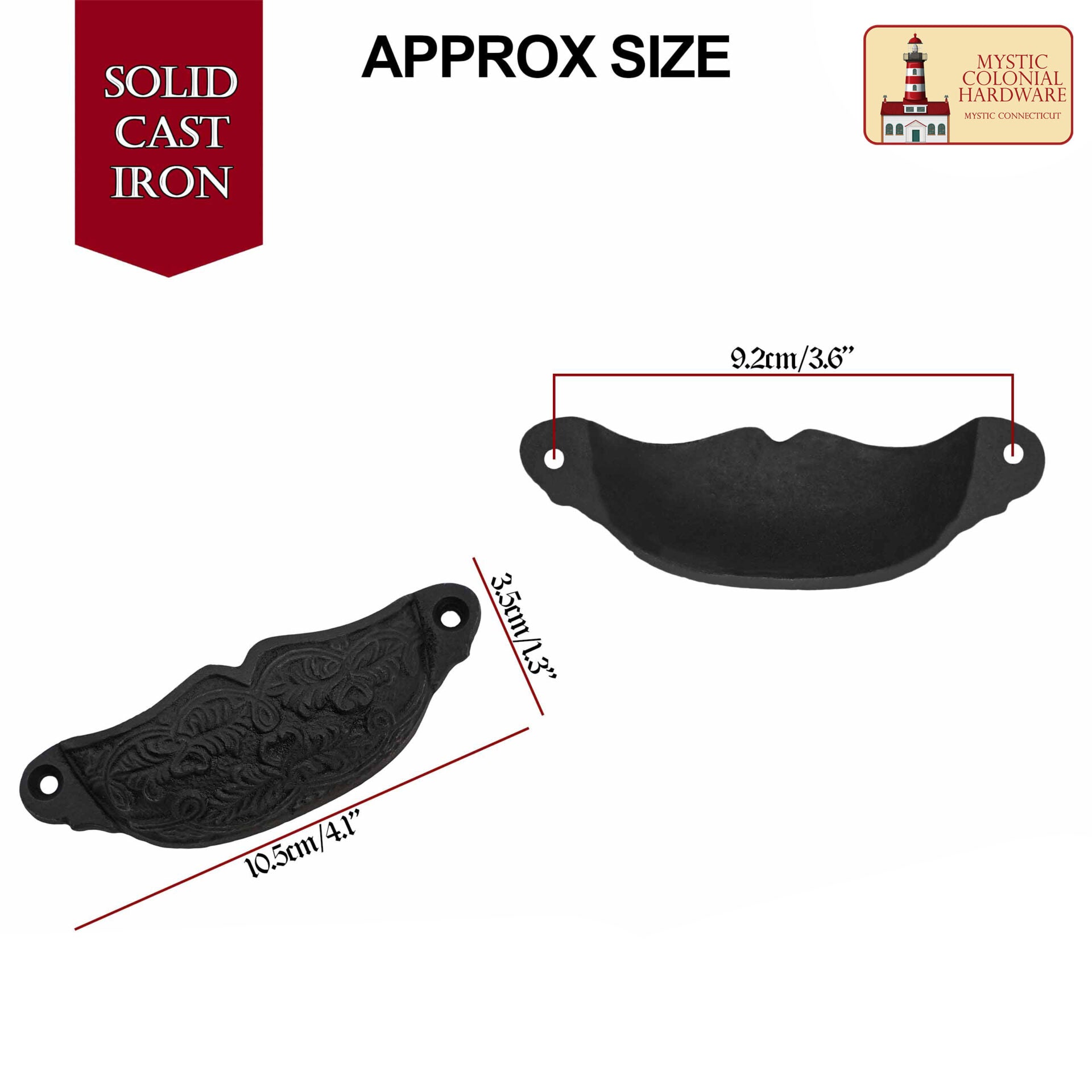 Tiradores Rústicos de Hierro Fundido para Cajones Tiradores para Armarios: Ideales para Ambientes Victorianos, Coloniales, Retro, Steampunk, Góticos, Barrocos y Medievales, (10.5x3.5) Cm - Imagen 3