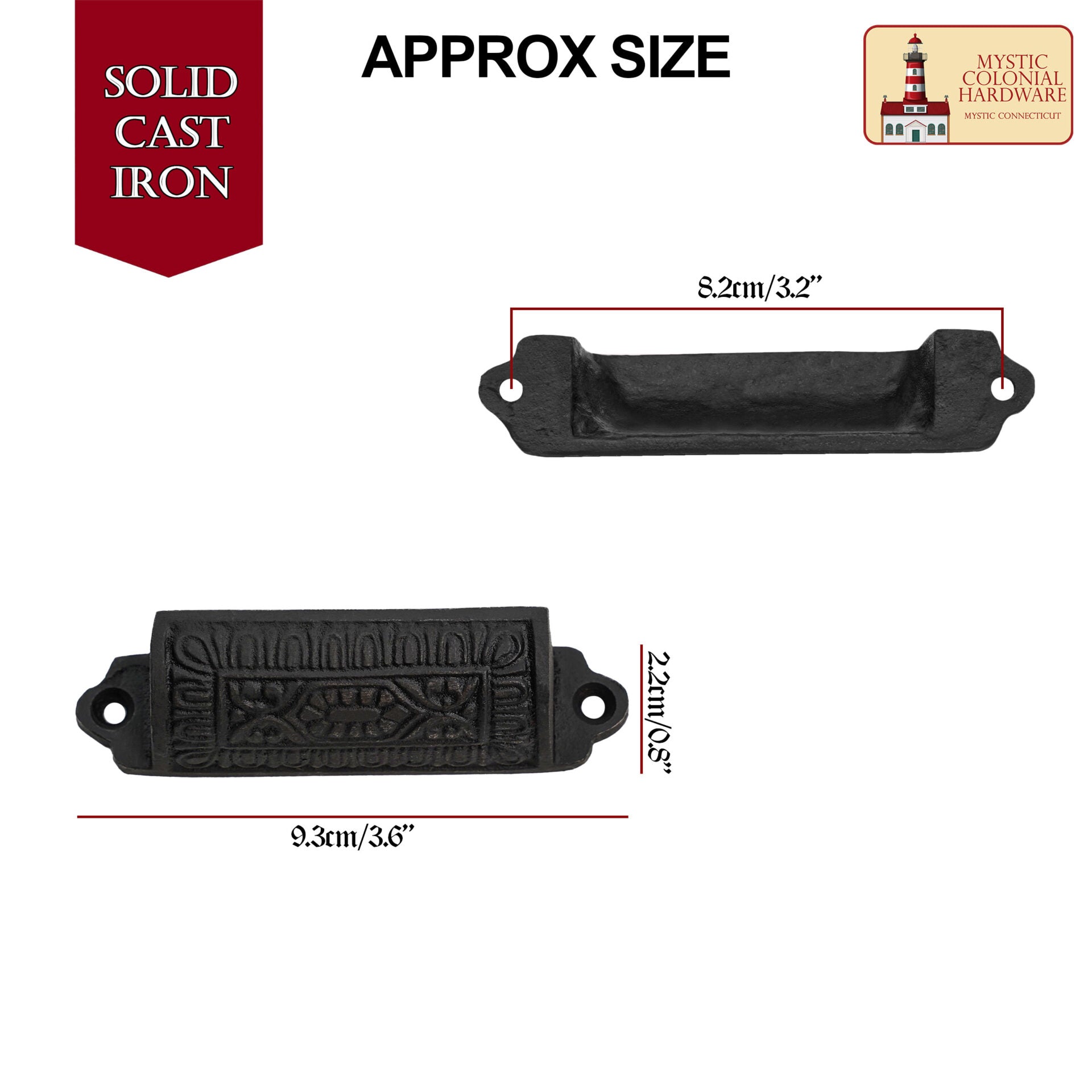 Tiradores Rústicos de Hierro Fundido para Cajones Tiradores para Armarios: Ideal para Ambientes Victorianos, Coloniales, Retro, Steampunk, Góticos, Barrocos y Medievales, (9.5x2.2) Cm - Imagen 3