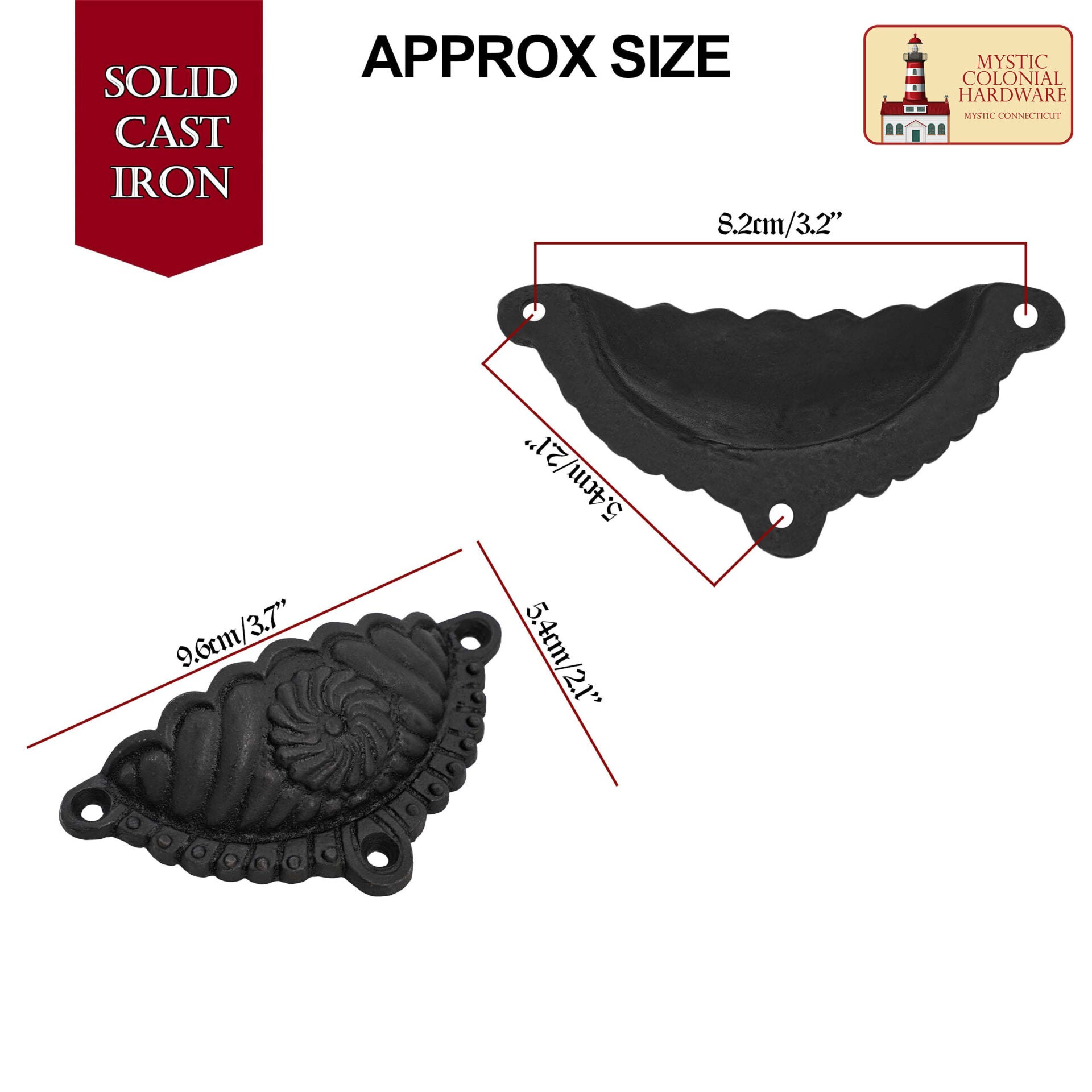 Tiradores Rústicos de Hierro Fundido para Cajones Tiradores para Armarios: Ideal para Ambientes Victorianos, Coloniales, Retro, Steampunk, Góticos, Barrocos y Medievales, (9.6x5.4) Cm - Imagen 3