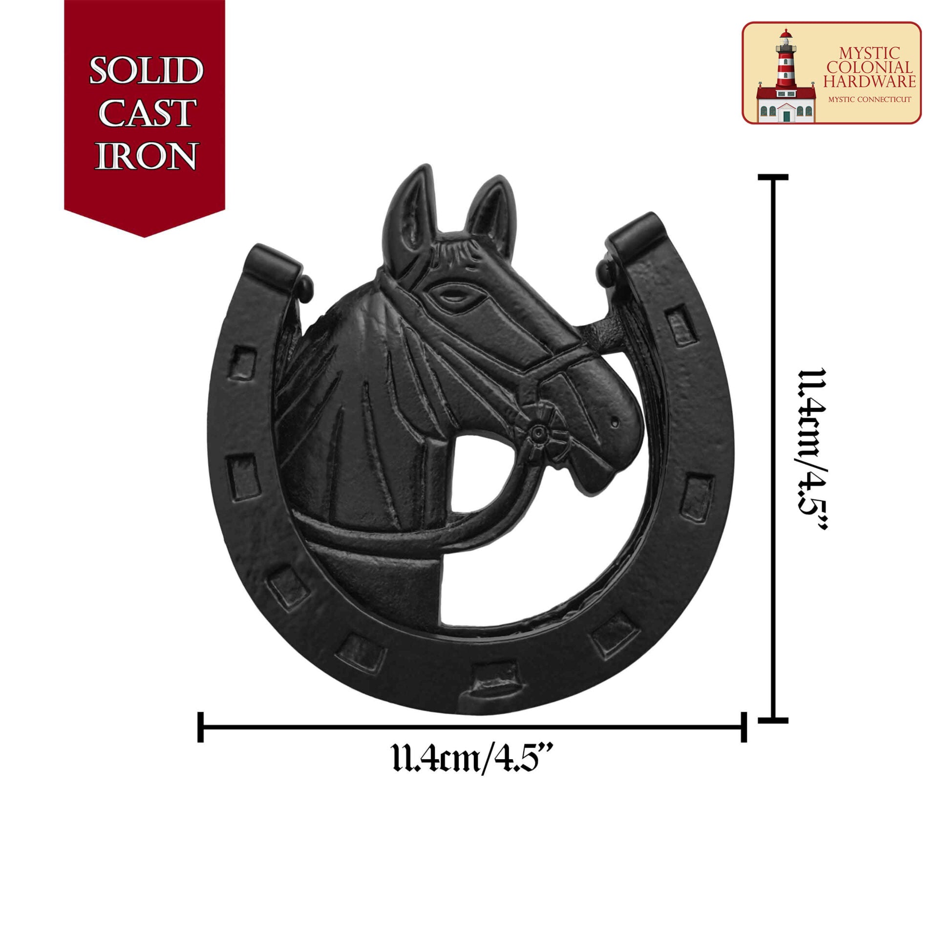 Aldaba de Hierro Forjado con Martillo de Caballo Antiguo Acabado Ennegrecido Al Aceite - Imagen 3