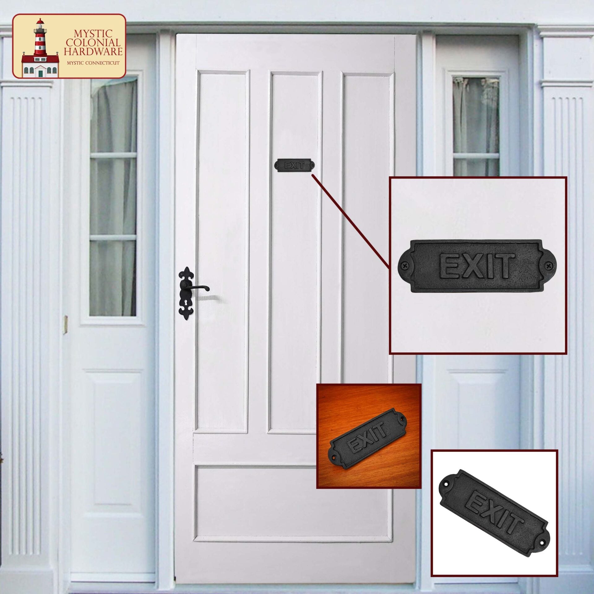 Señal de Salida Vintage de Hierro Forjado Macizo - Placa para Puerta de Hierro Fundido Hecha a Mano - Accesorio de Ferretería Industrial Rústica (15 X 5 Cm) - Imagen 6