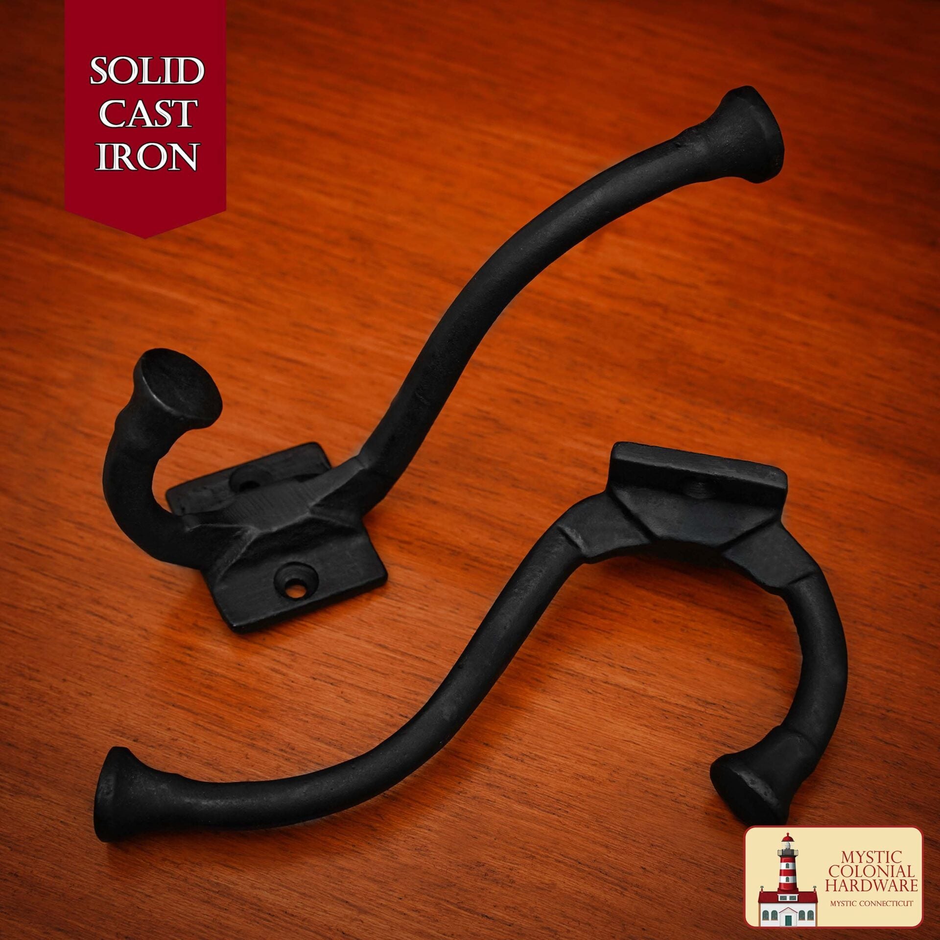 Ganchos de Pared Rústicos de Hierro Fundido, Ganchos Utilitarios Retro Resistentes para Colgar Abrigos, Bolsos, Toallas, Batas, Sombreros y Más, Paquete de 2, Negro - Imagen 2