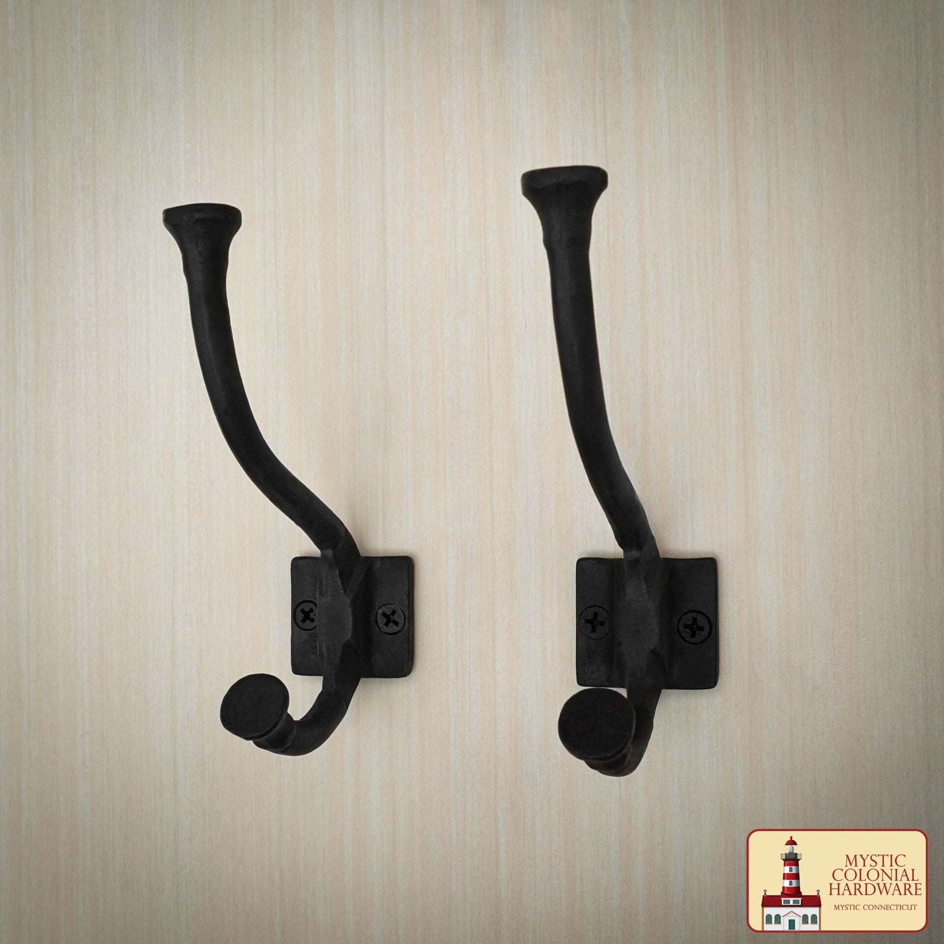 Ganchos de Pared Rústicos de Hierro Fundido, Ganchos Utilitarios Retro Resistentes para Colgar Abrigos, Bolsos, Toallas, Batas, Sombreros y Más, Paquete de 2, Negro - Imagen 1