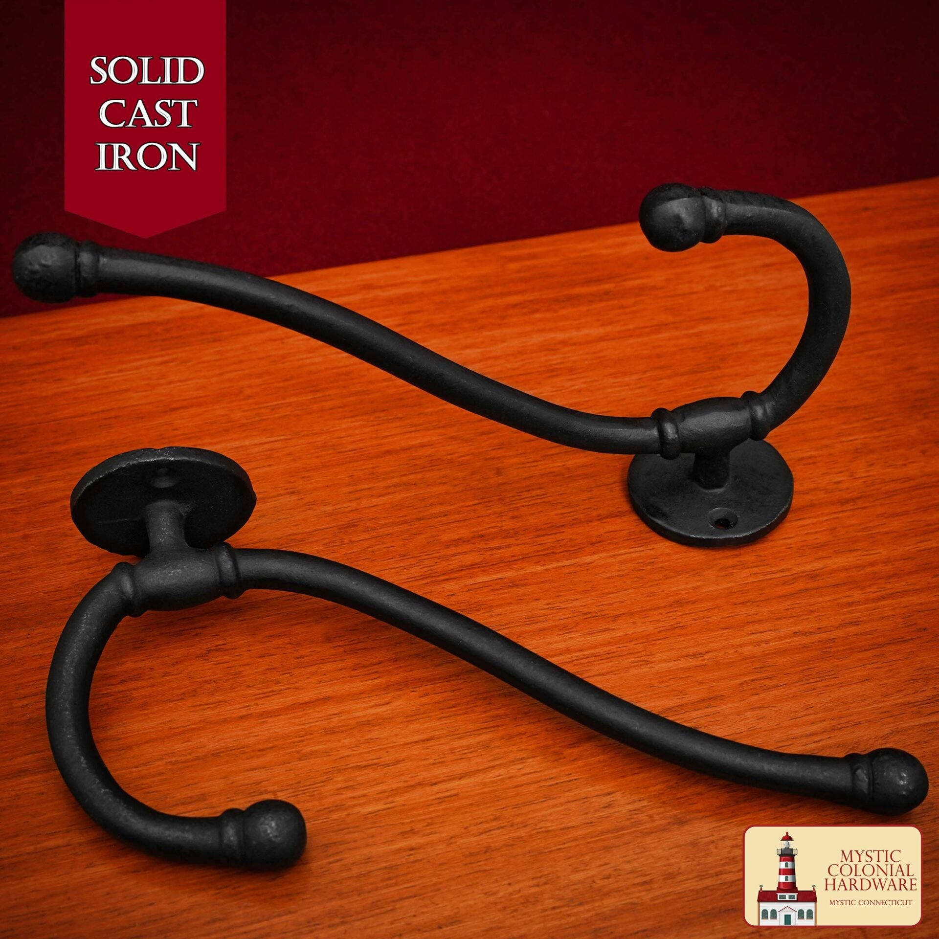 Gancho de Pared de Hierro Forjado Rústico, Ganchos Utilitarios Retro Resistentes para Colgar Abrigos, Bolsos, Toallas, Batas, Sombreros y Más, Negro : Grande - Imagen 2