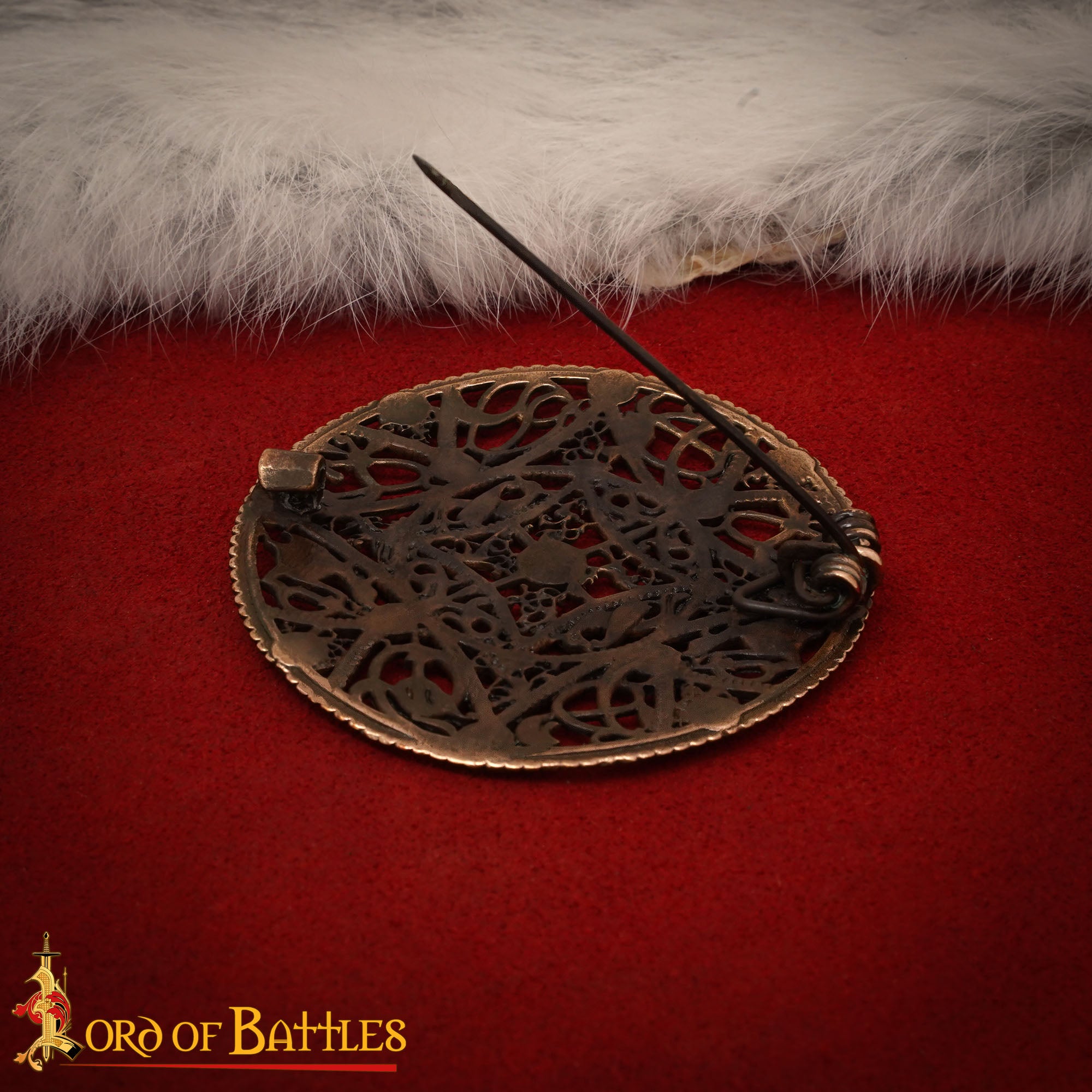 Broche de Disco Redondo de Bronce Vikingo - Patrón de Filigrana Estilo Nórdico del Siglo X - Imagen 10