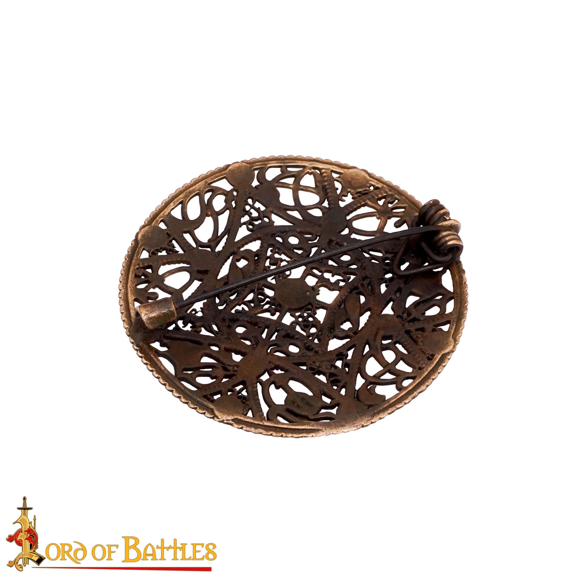 Broche de Disco Redondo de Bronce Vikingo - Patrón de Filigrana Estilo Nórdico del Siglo X - Imagen 15