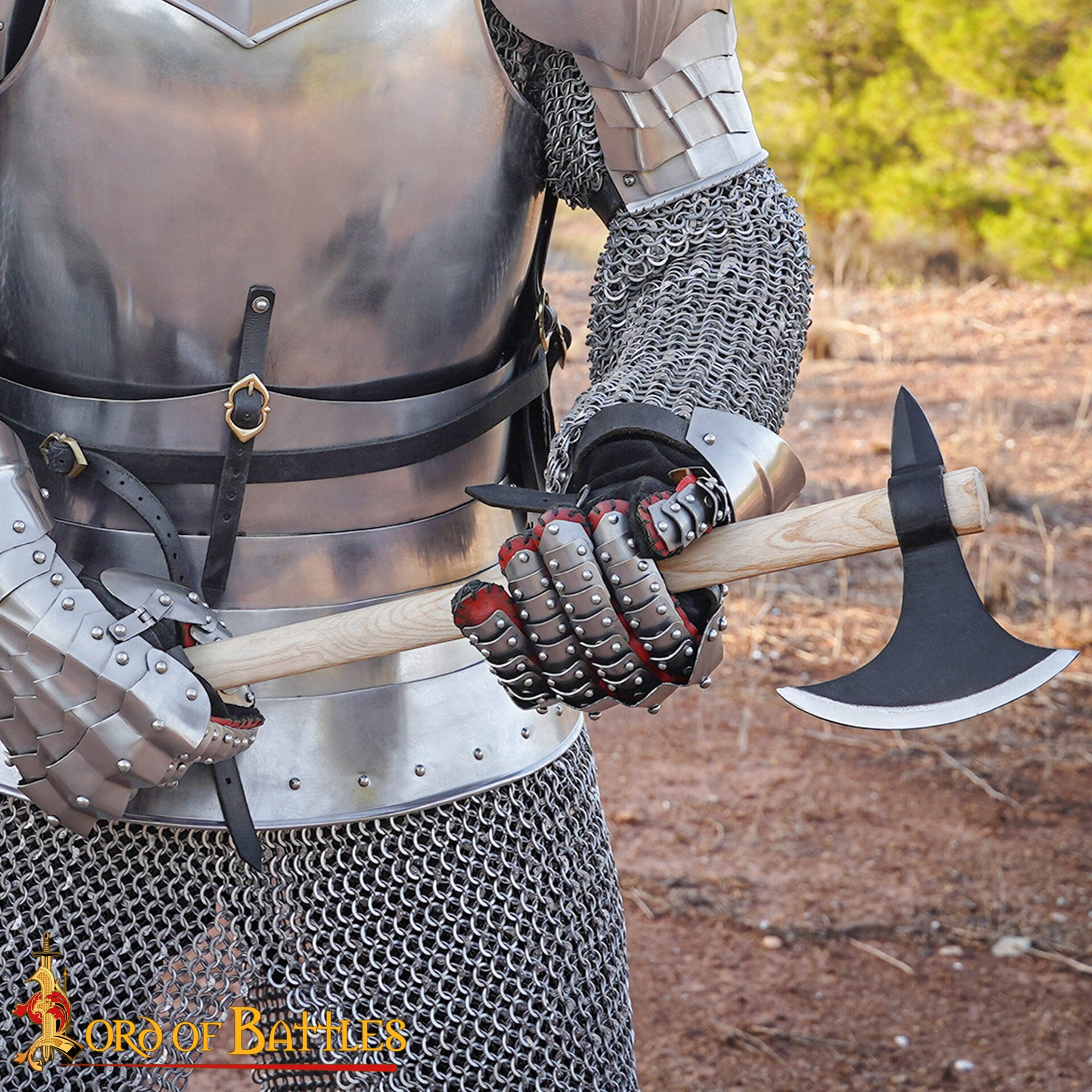 Hacha Medieval con Mango de Madera de Fresno - 23 Pulgadas de Cabeza de Acero Al Carbono Forjada a Mano - Imagen 8