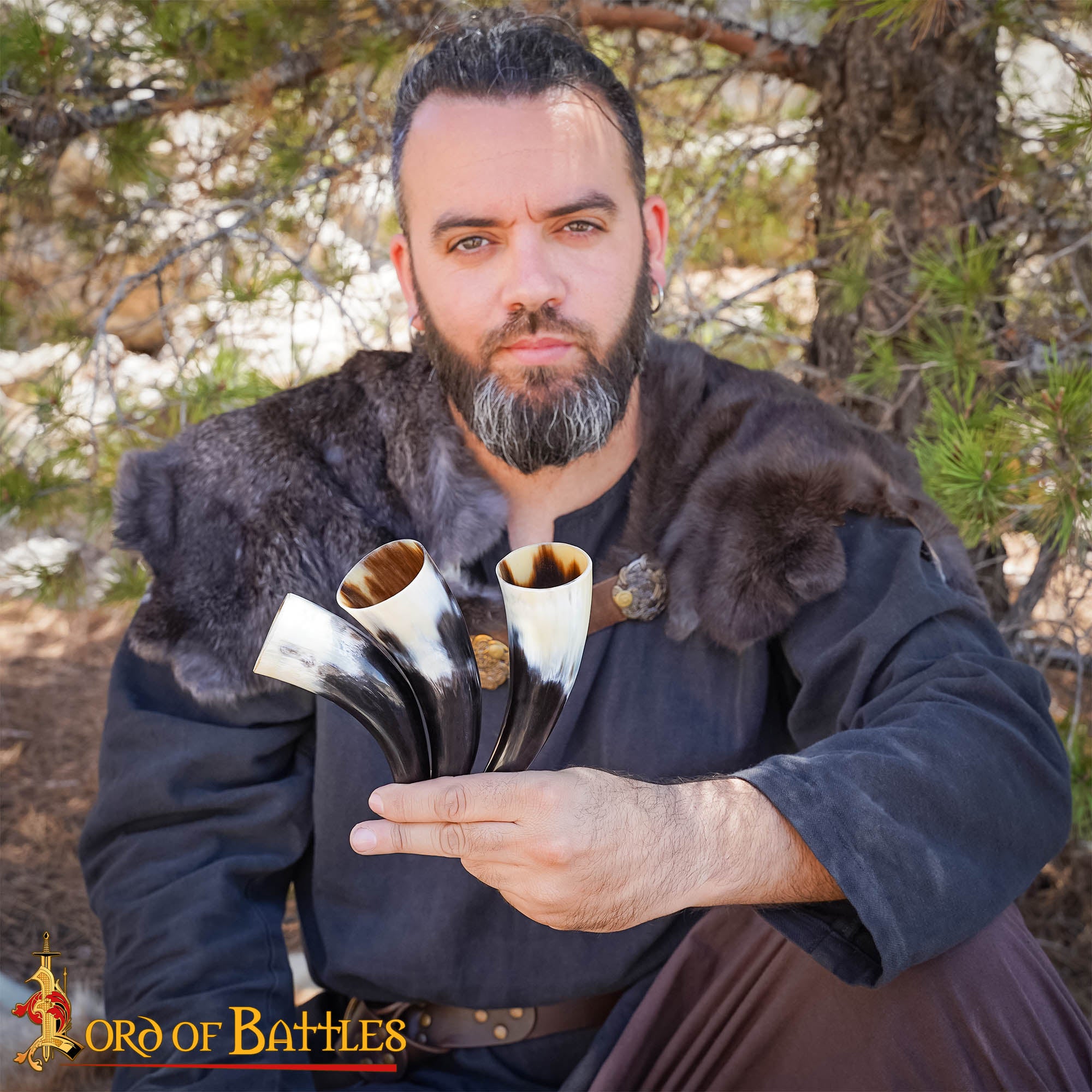 Viking Drinking Horn - Cuerno de Buey Natural Hecho a Mano (juego de 3) - Imagen 6