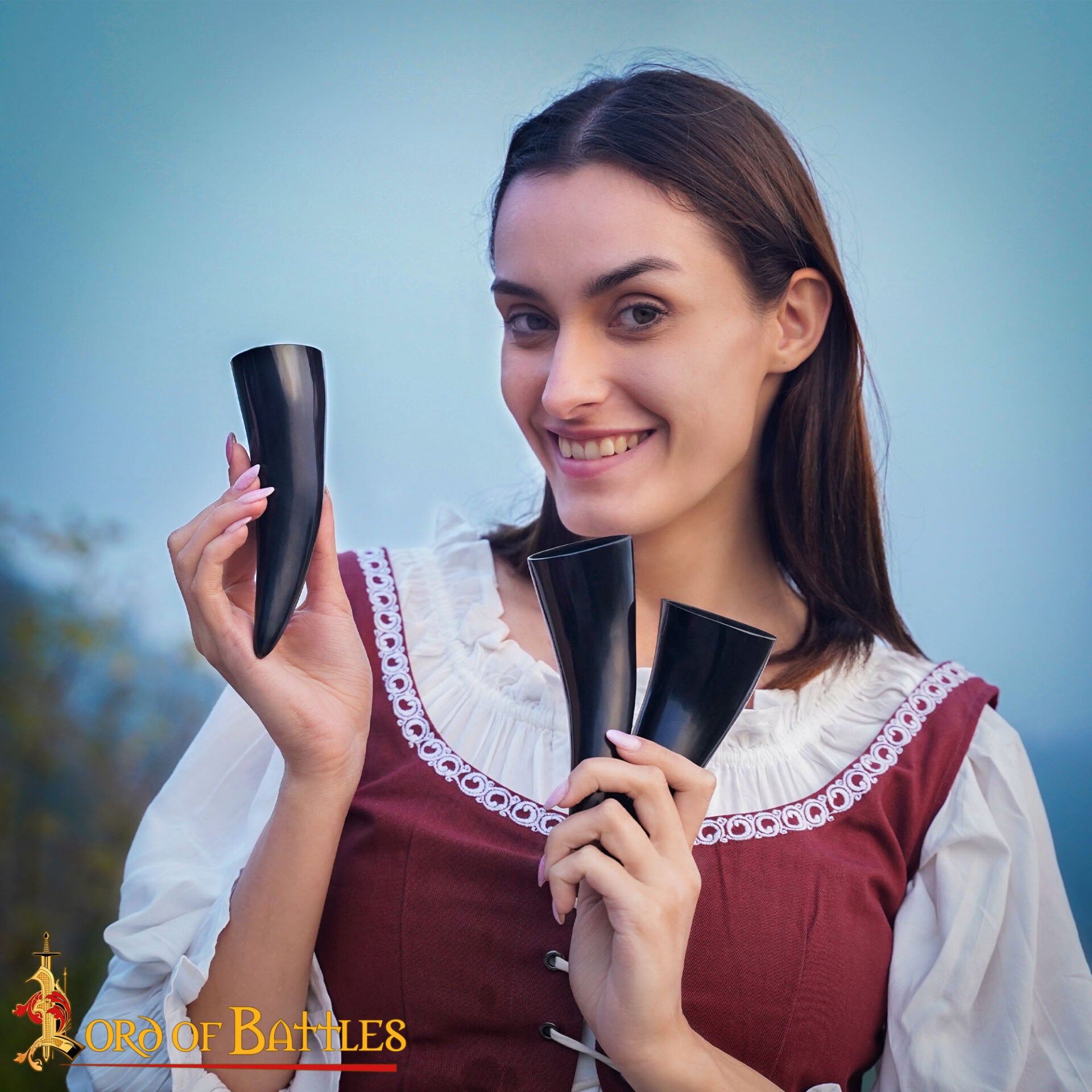 Viking Drinking Horn - Cuerno de Buey Natural Hecho a Mano (juego de 3) - Imagen 8