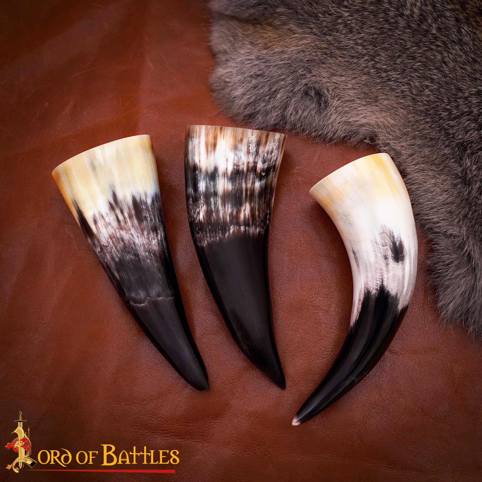 Viking Drinking Horn - Cuerno de Buey Natural Hecho a Mano (juego de 3) - Imagen 10