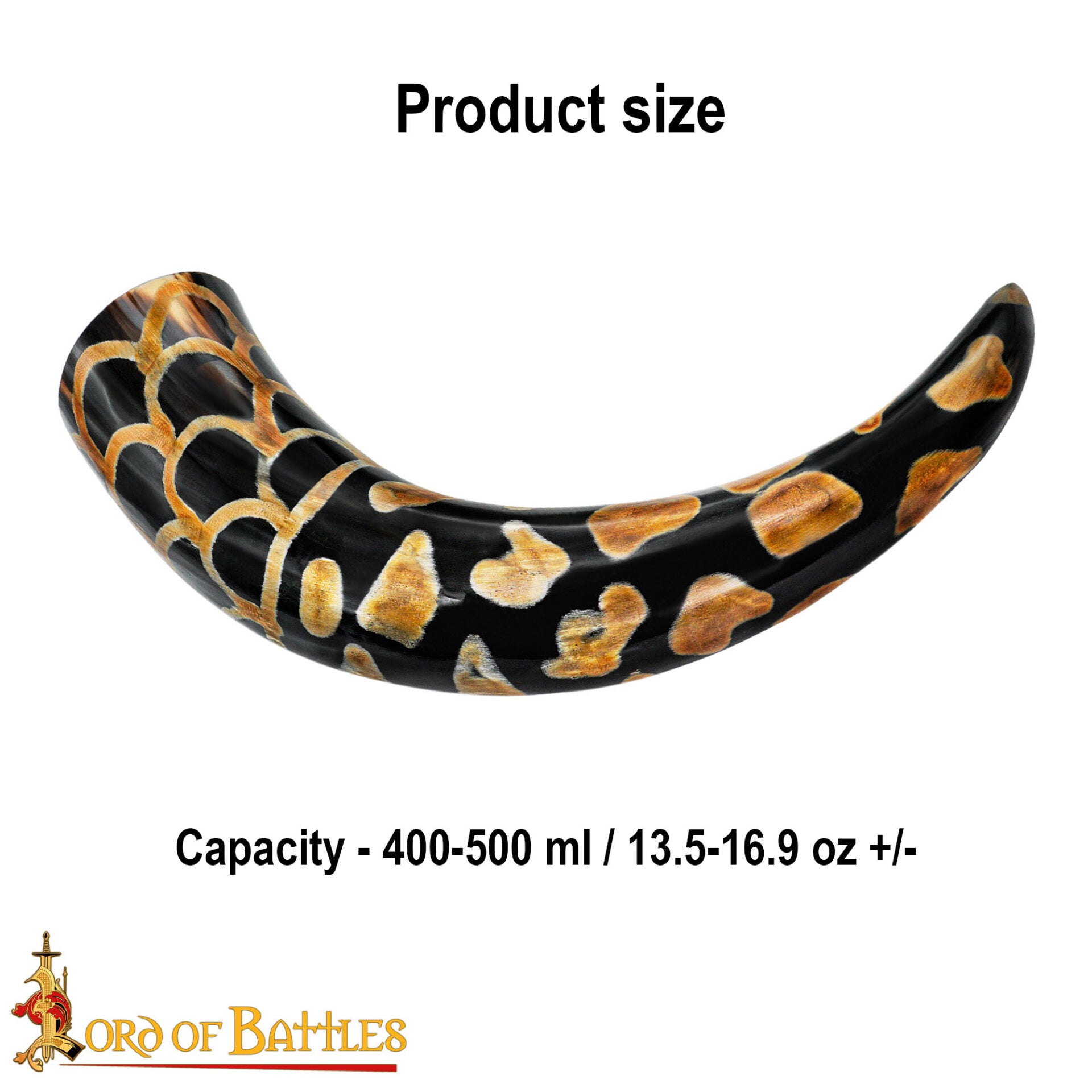 Cuerno Medieval Vikingo para Beber 400-500 Ml con Diseño Quemado Hecho a Mano Auténtico Cuerno de Buey - Imagen 3