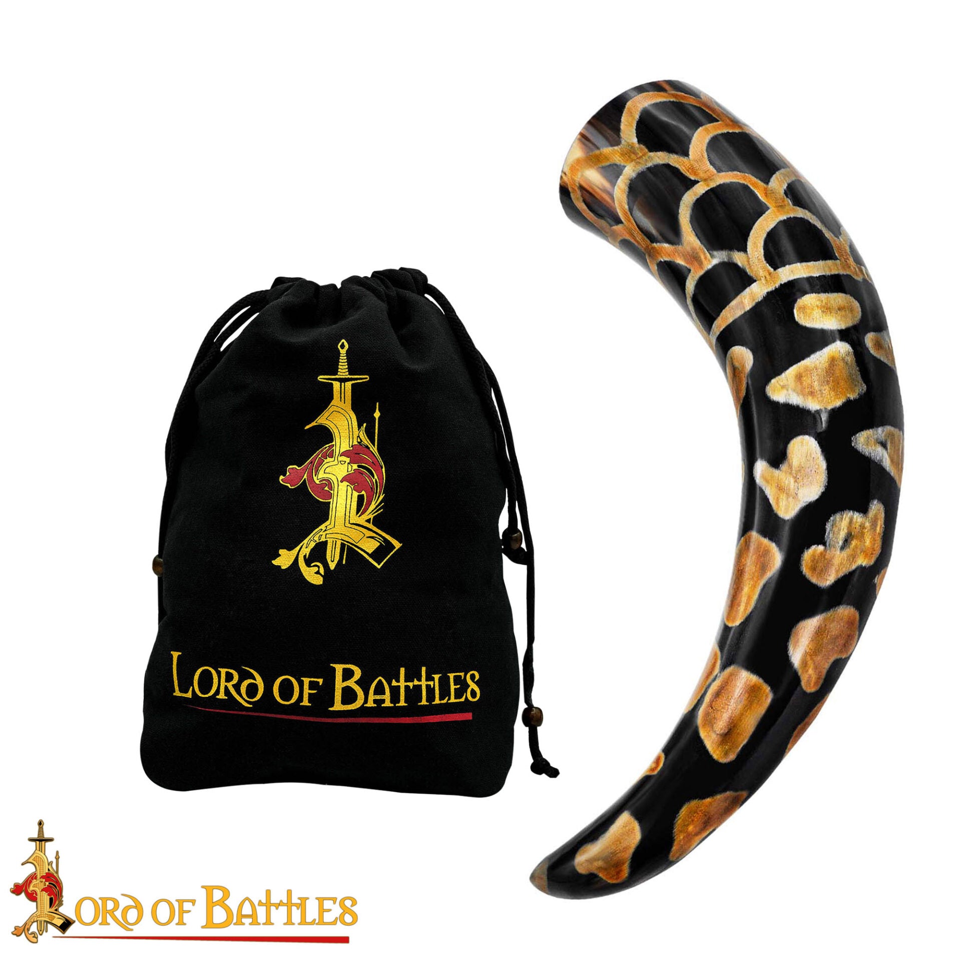 Cuerno Medieval Vikingo para Beber 400-500 Ml con Diseño Quemado Hecho a Mano Auténtico Cuerno de Buey - Imagen 4