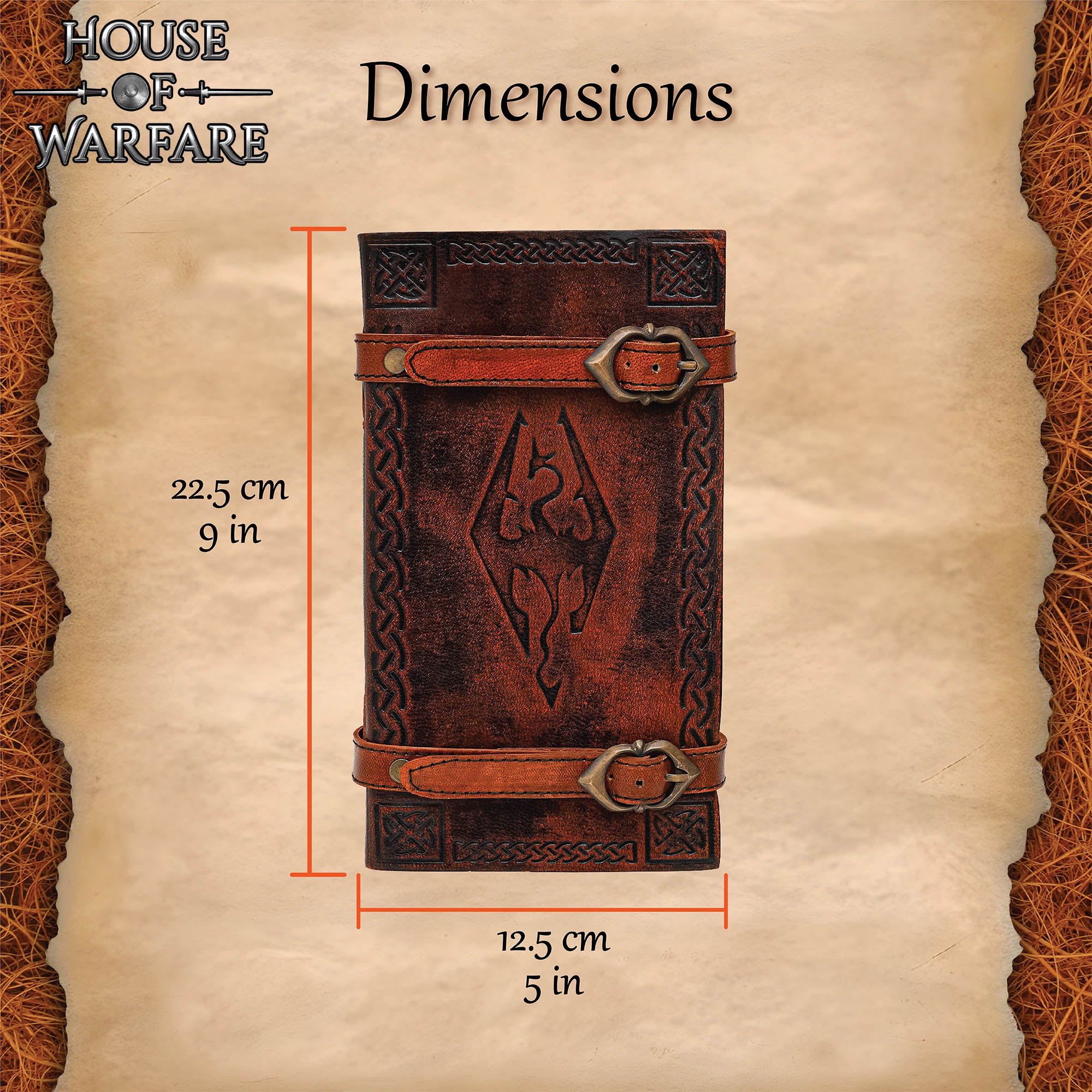 Diario Medieval de Piel con Emblema de Dragón y Cierre de Doble Correa - Imagen 3