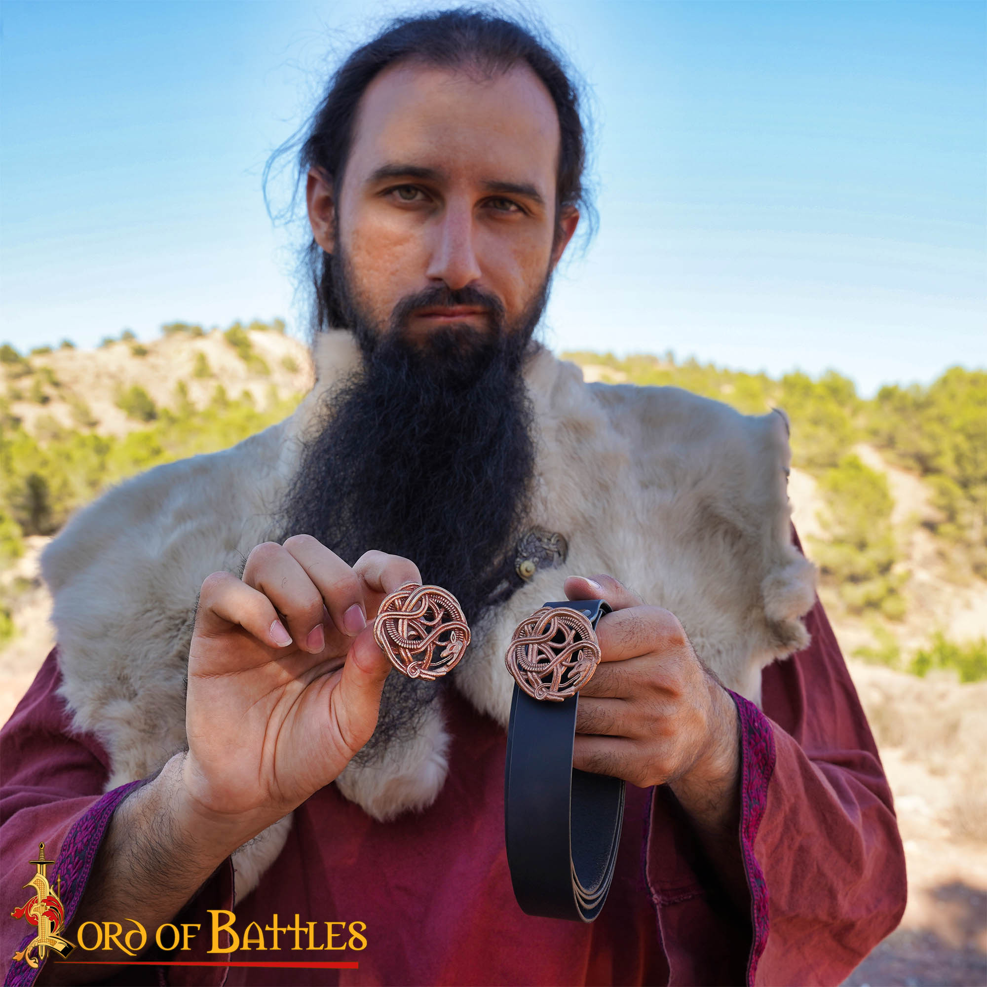 Cinturón Celta con Hebilla de Serpiente de Bronce - Imagen 2