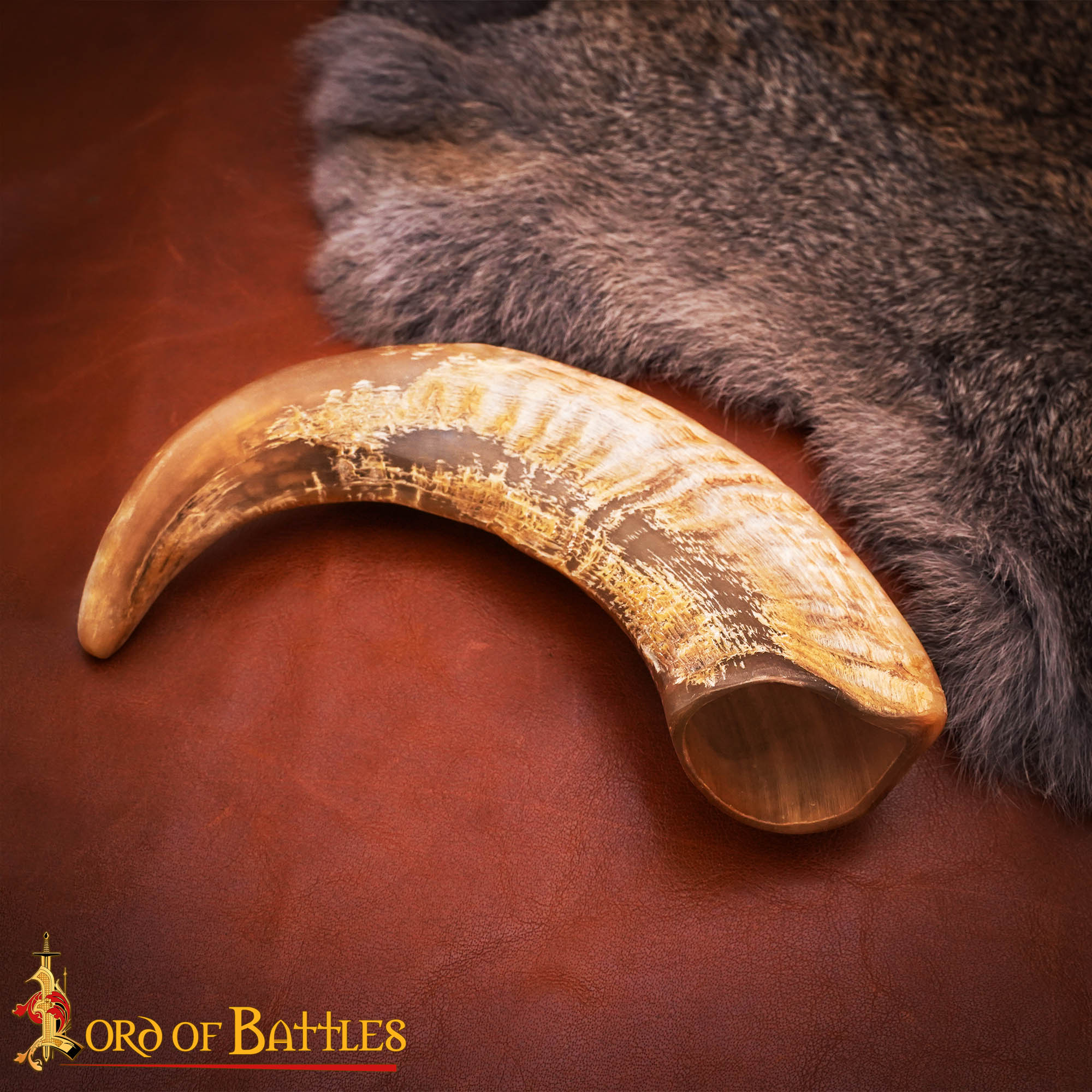 Vaso para Beber de Cuerno de Oveja Vikingo Vaso de Cuerno Natural Hecho a Mano - Imagen 1