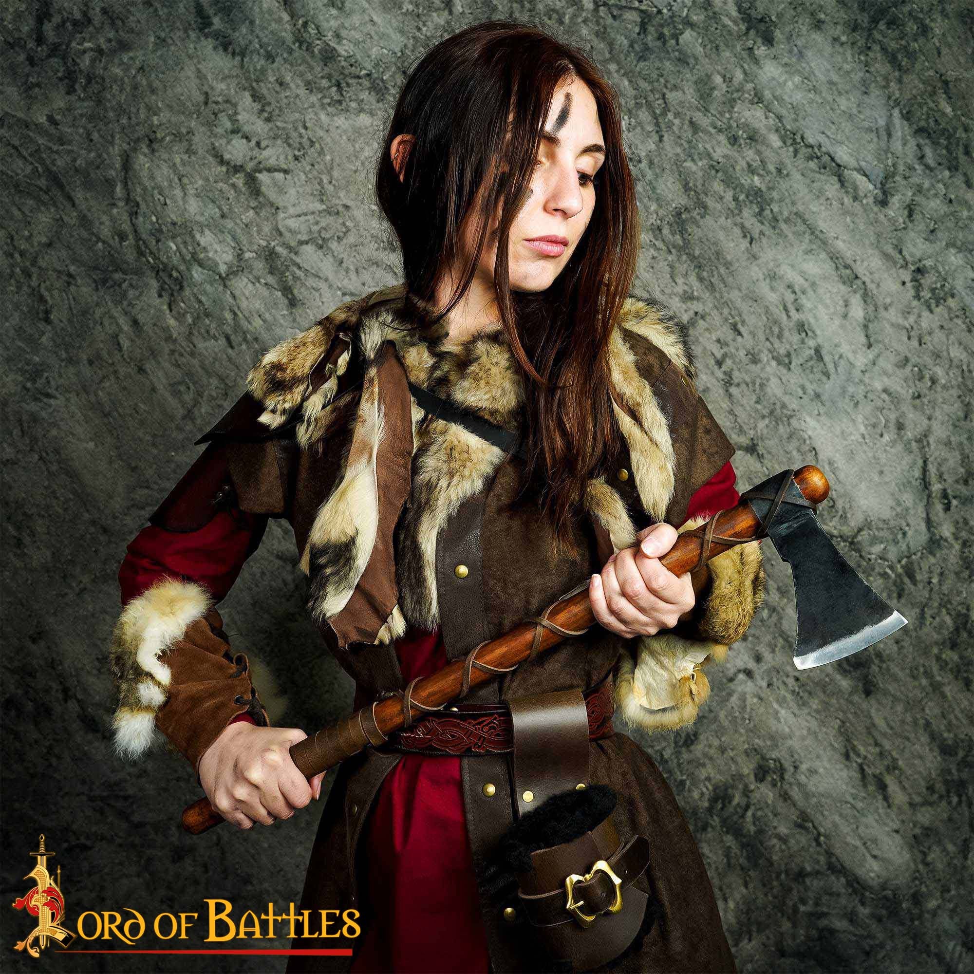 Hacha de Guerrero Vikingo - Hoja de Acero Al Carbono con Envoltura de Cuero - Imagen 22