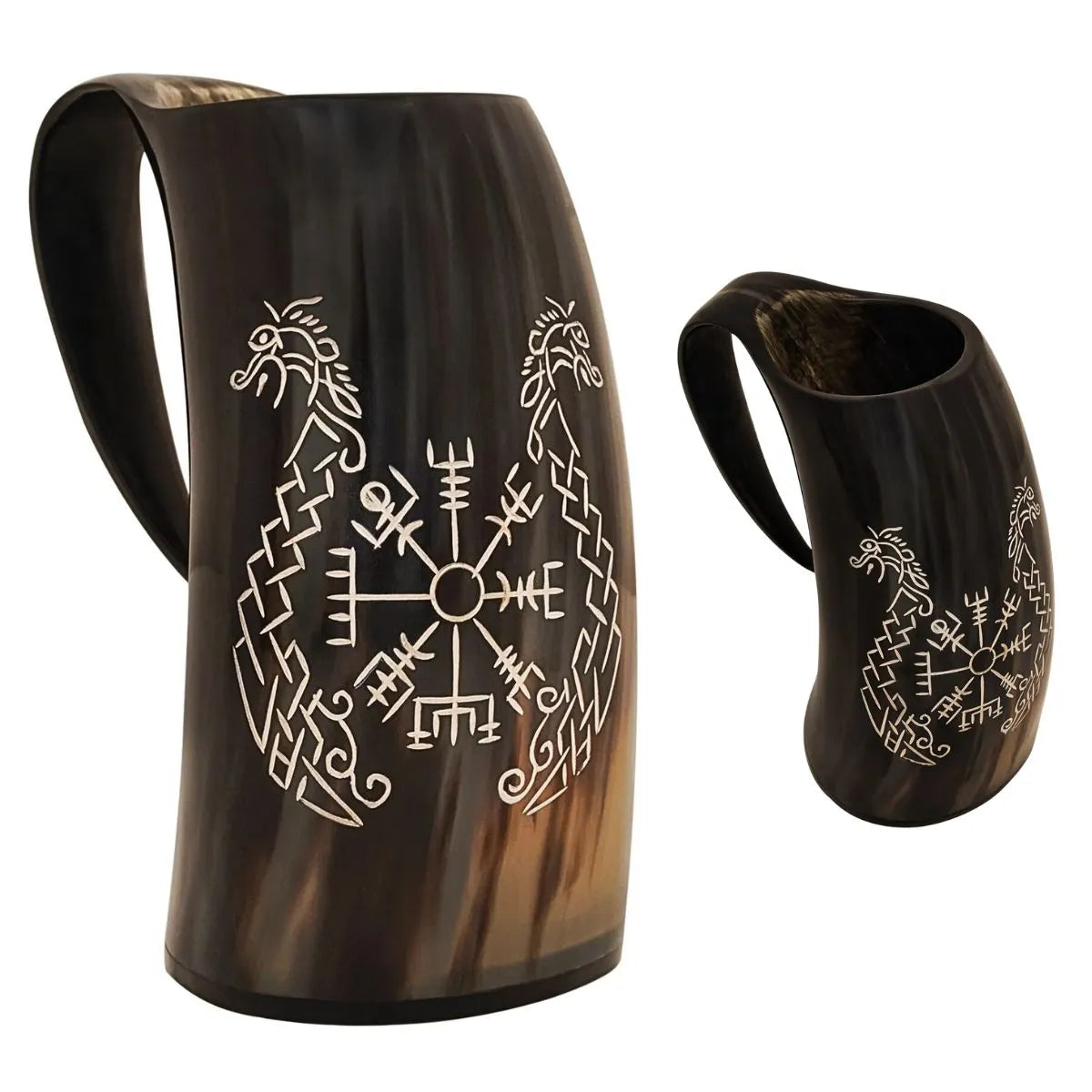 Viking Drinking Horn Tankard- Hecho a Mano con Grabado