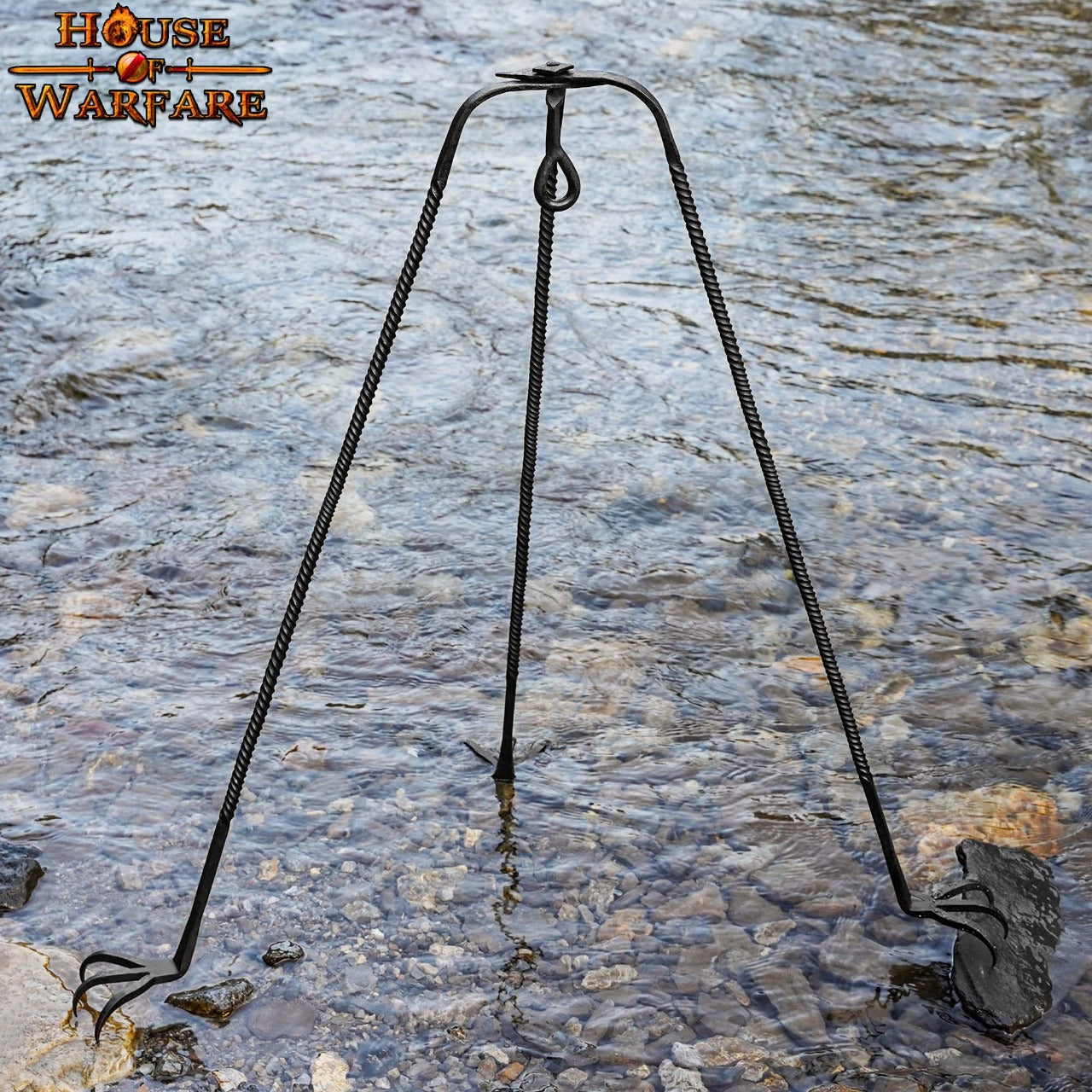 Trípode de Cocina de Hierro Medieval Forjado a Mano - Acabado en Negro Soporte de Hoguera para Cocinar Al Aire Libre - Imagen 14