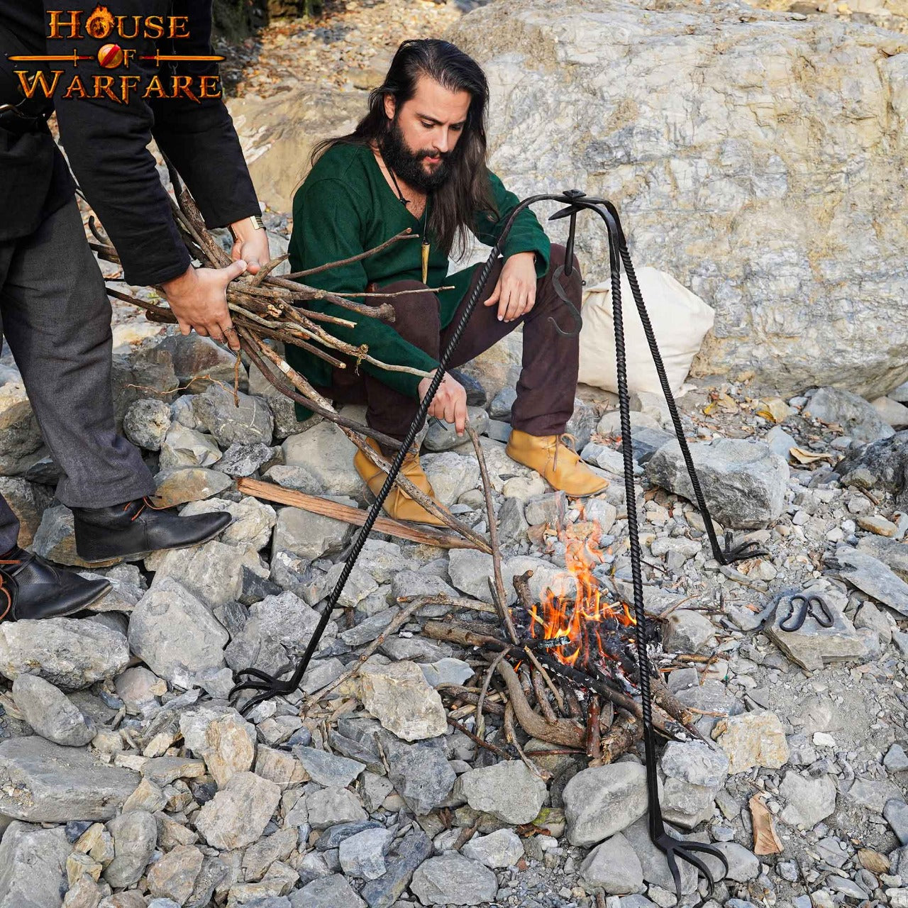 Trípode de Cocina de Hierro Medieval Forjado a Mano - Acabado en Negro Soporte de Hoguera para Cocinar Al Aire Libre - Imagen 13