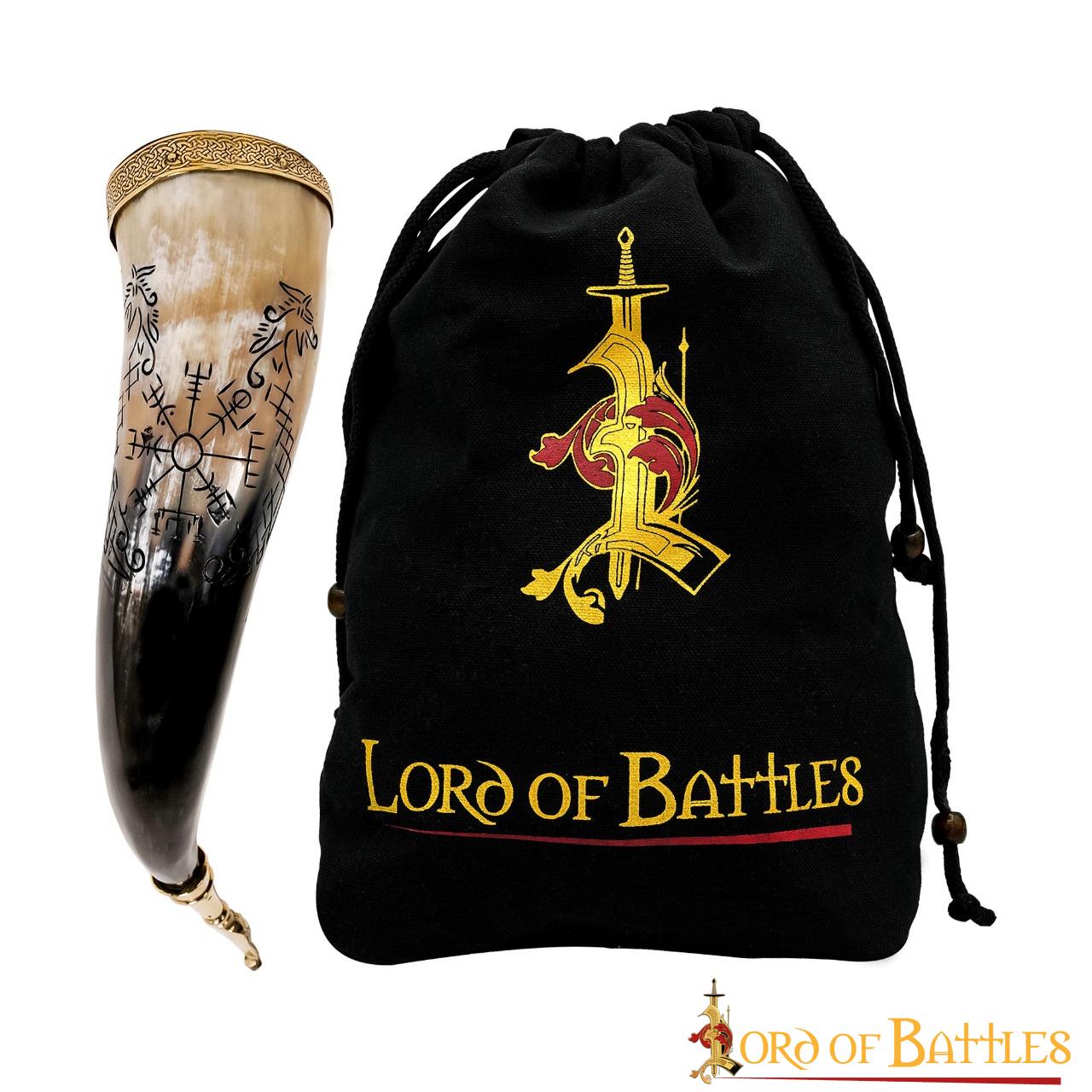 Cuerno Vikingo para Beber con Brújula y Grabado de Jormungandr - Cuerno de Buey Hecho a Mano - Imagen 8