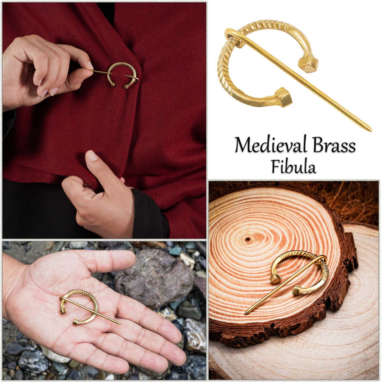 Fíbula Penannular Medieval de Latón - Alfiler Pequeño de Capa para Broche de Traje Histórico y Vikingo - Imagen 14